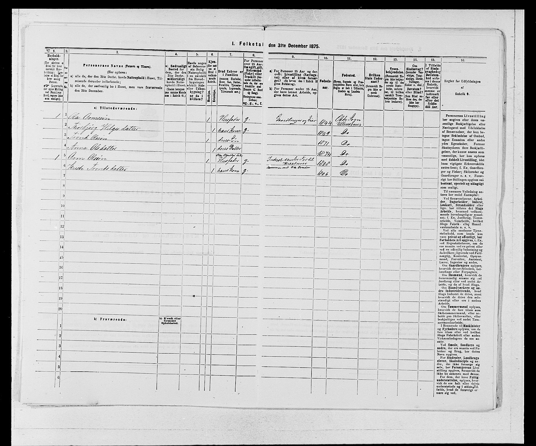 SAB, Folketelling 1875 for 1230P Ullensvang prestegjeld, 1875, s. 60