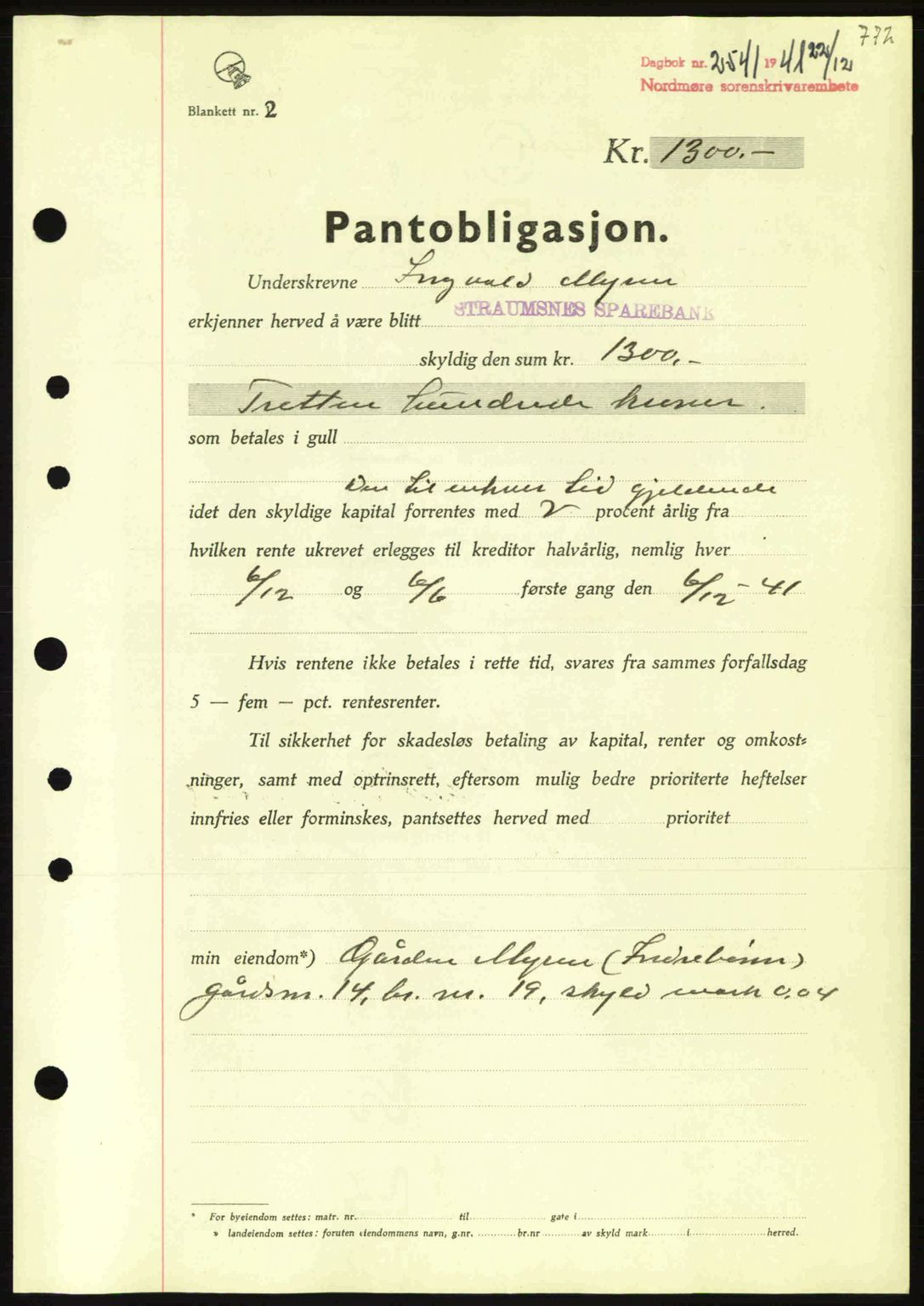 Nordmøre sorenskriveri, SAT/A-4132/1/2/2Ca: Pantebok nr. B88, 1941-1942, Dagboknr: 2541/1941