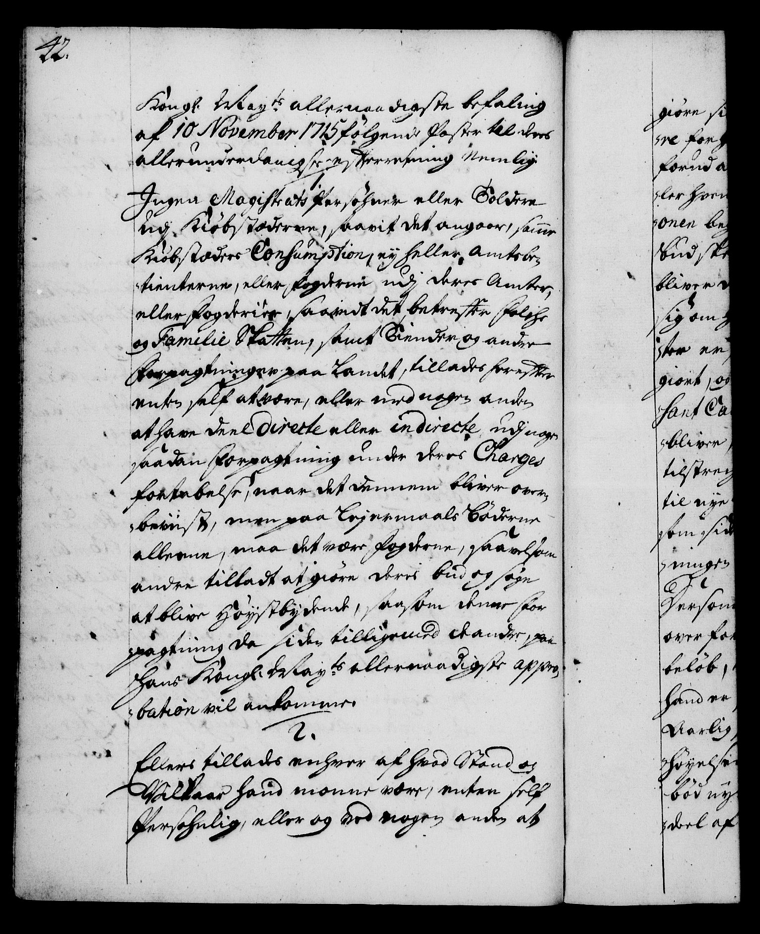 Rentekammeret, Kammerkanselliet, RA/EA-3111/G/Gg/Gga/L0003: Norsk ekspedisjonsprotokoll med register (merket RK 53.3), 1727-1734, s. 42