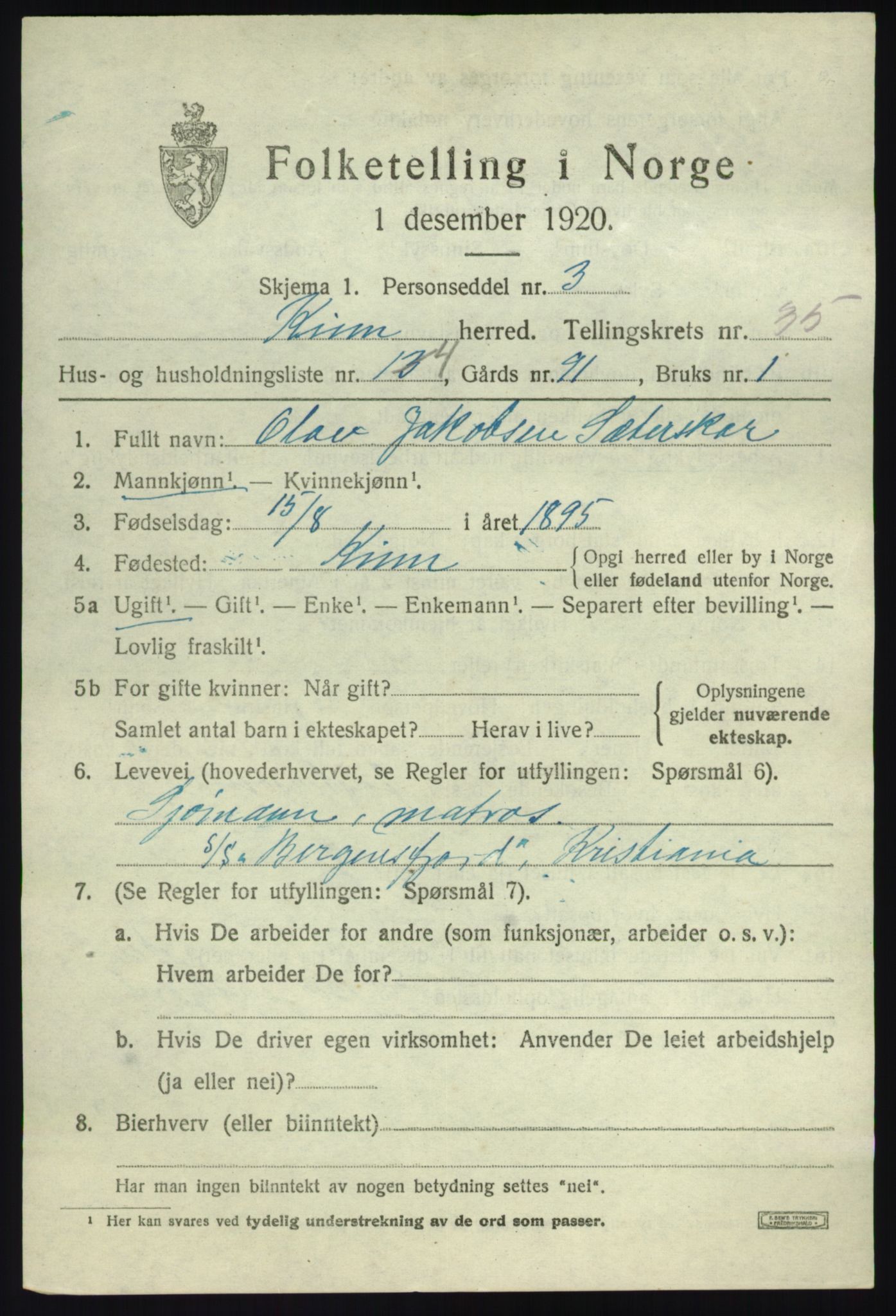 SAB, Folketelling 1920 for 1437 Kinn herred, 1920, s. 11733