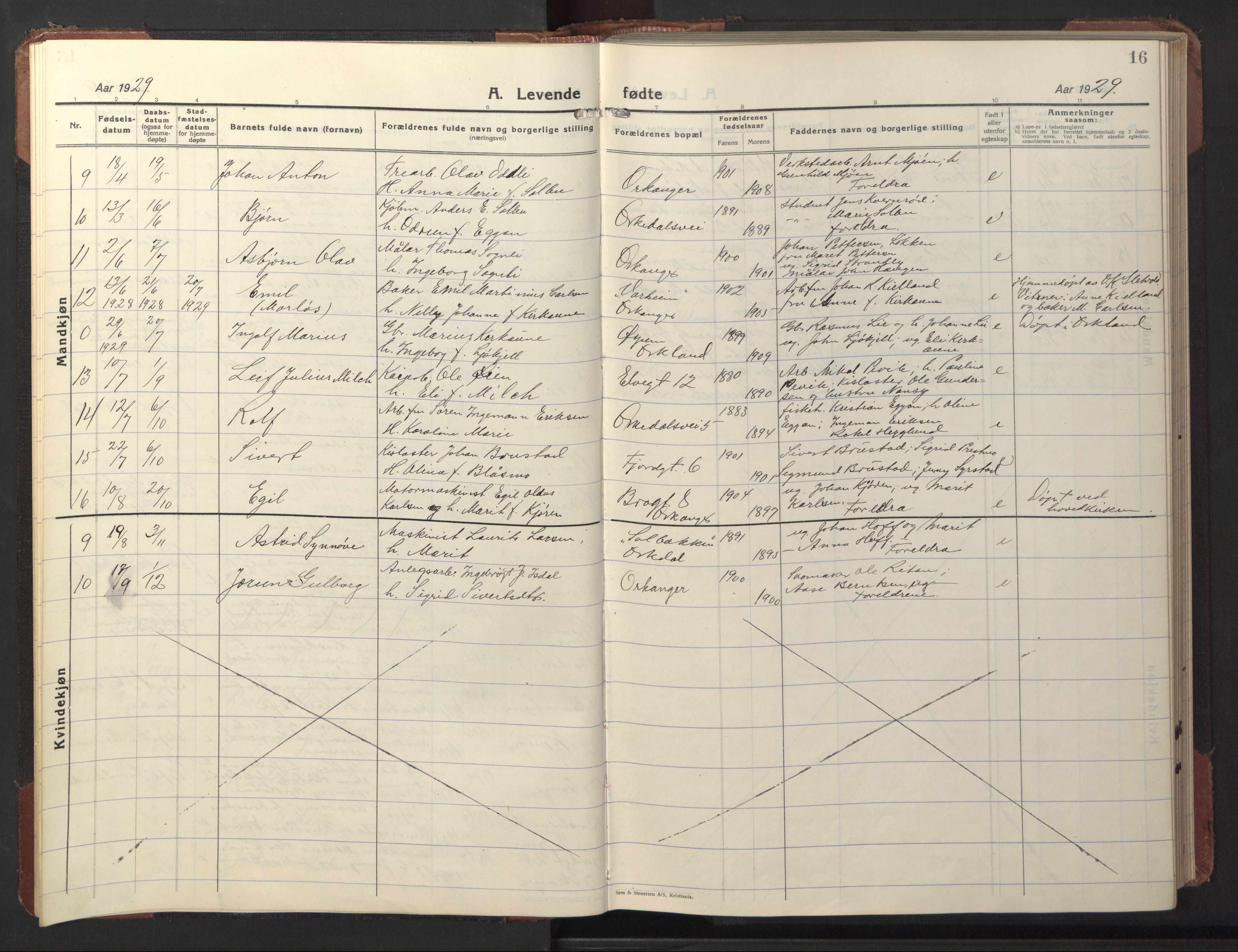 Ministerialprotokoller, klokkerbøker og fødselsregistre - Sør-Trøndelag, SAT/A-1456/669/L0832: Klokkerbok nr. 669C02, 1925-1953, s. 16