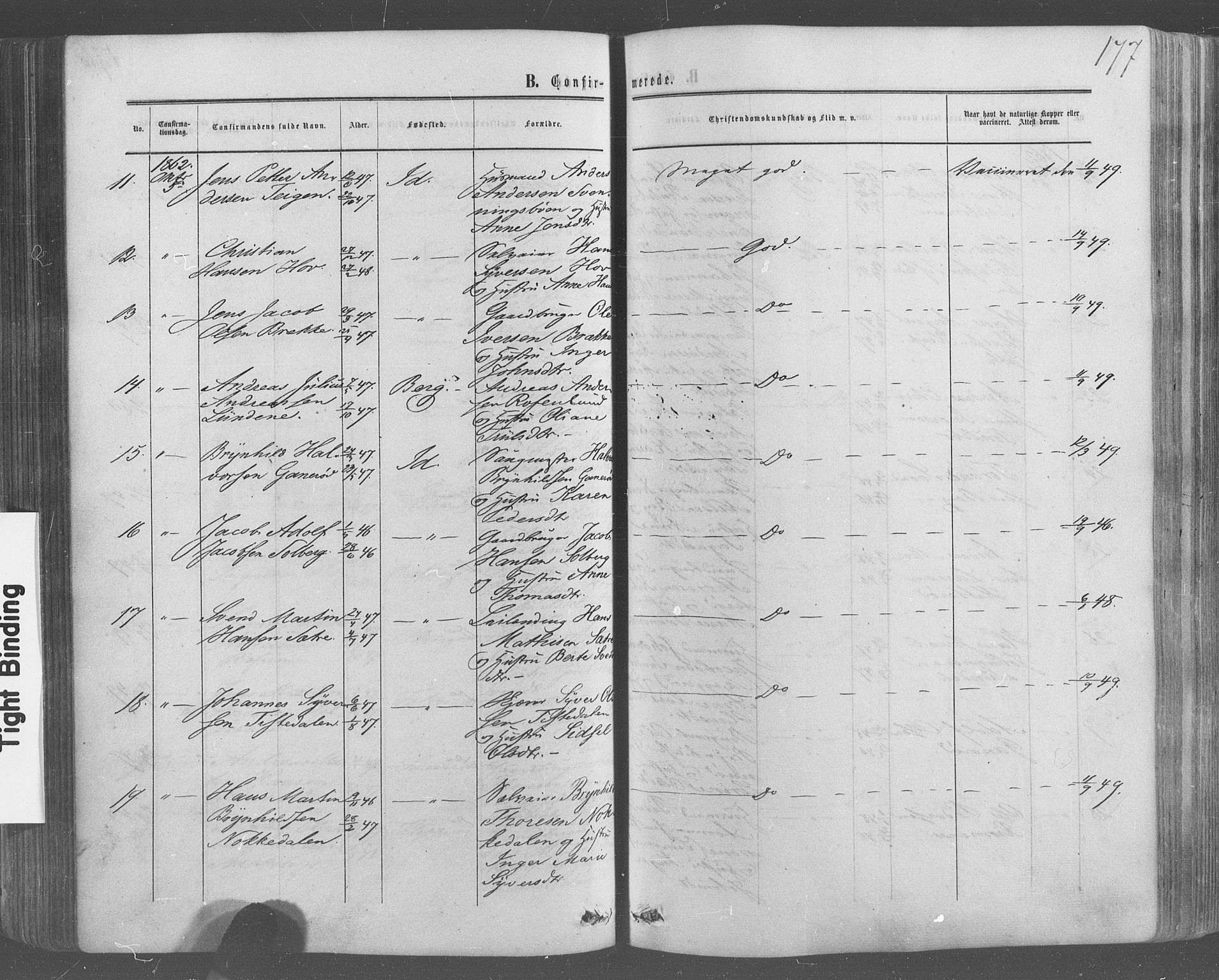 Idd prestekontor Kirkebøker, AV/SAO-A-10911/F/Fc/L0005: Ministerialbok nr. III 5, 1861-1877, s. 177
