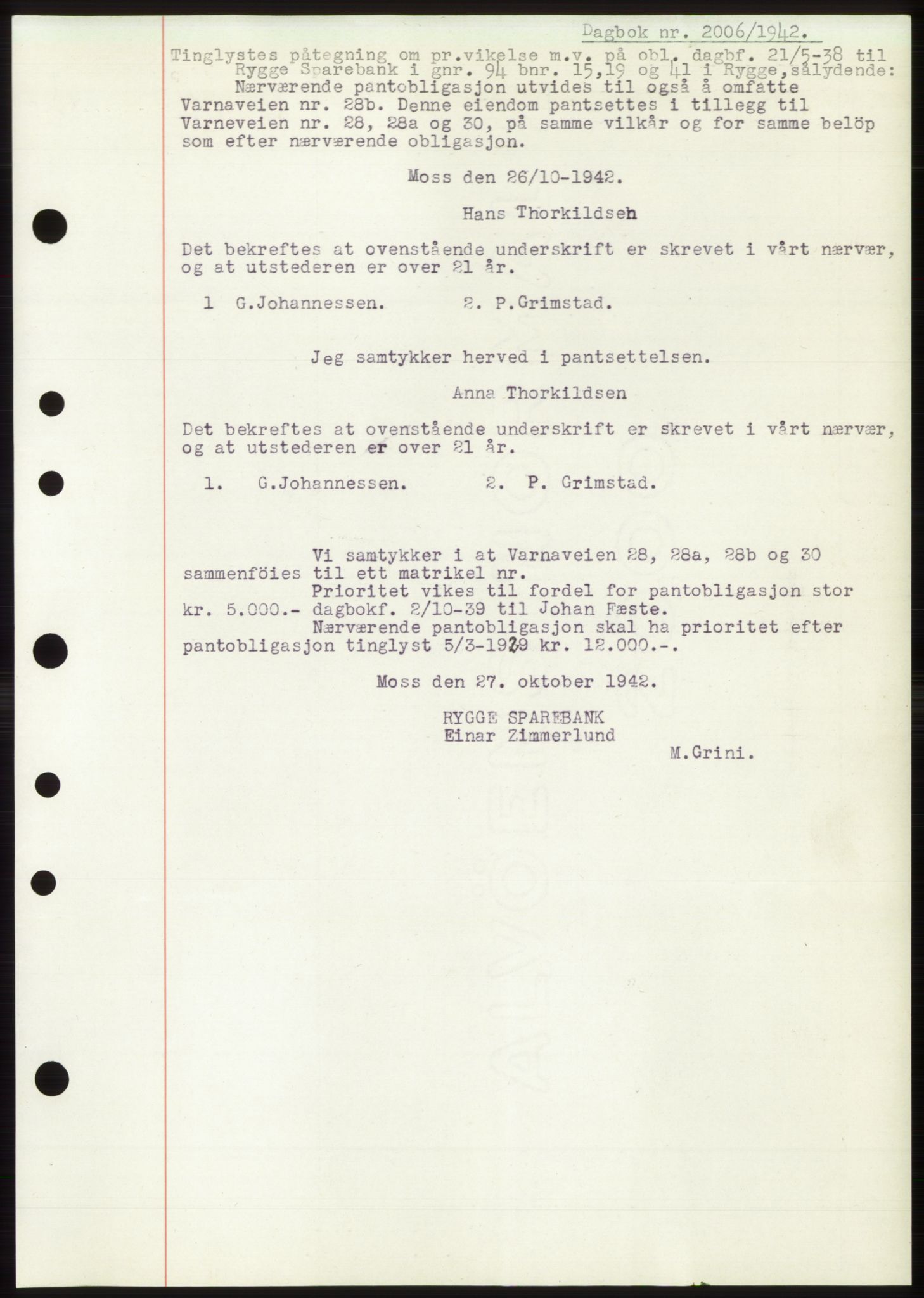 Moss sorenskriveri, SAO/A-10168: Pantebok nr. C10, 1938-1950, Dagboknr: 2006/1942