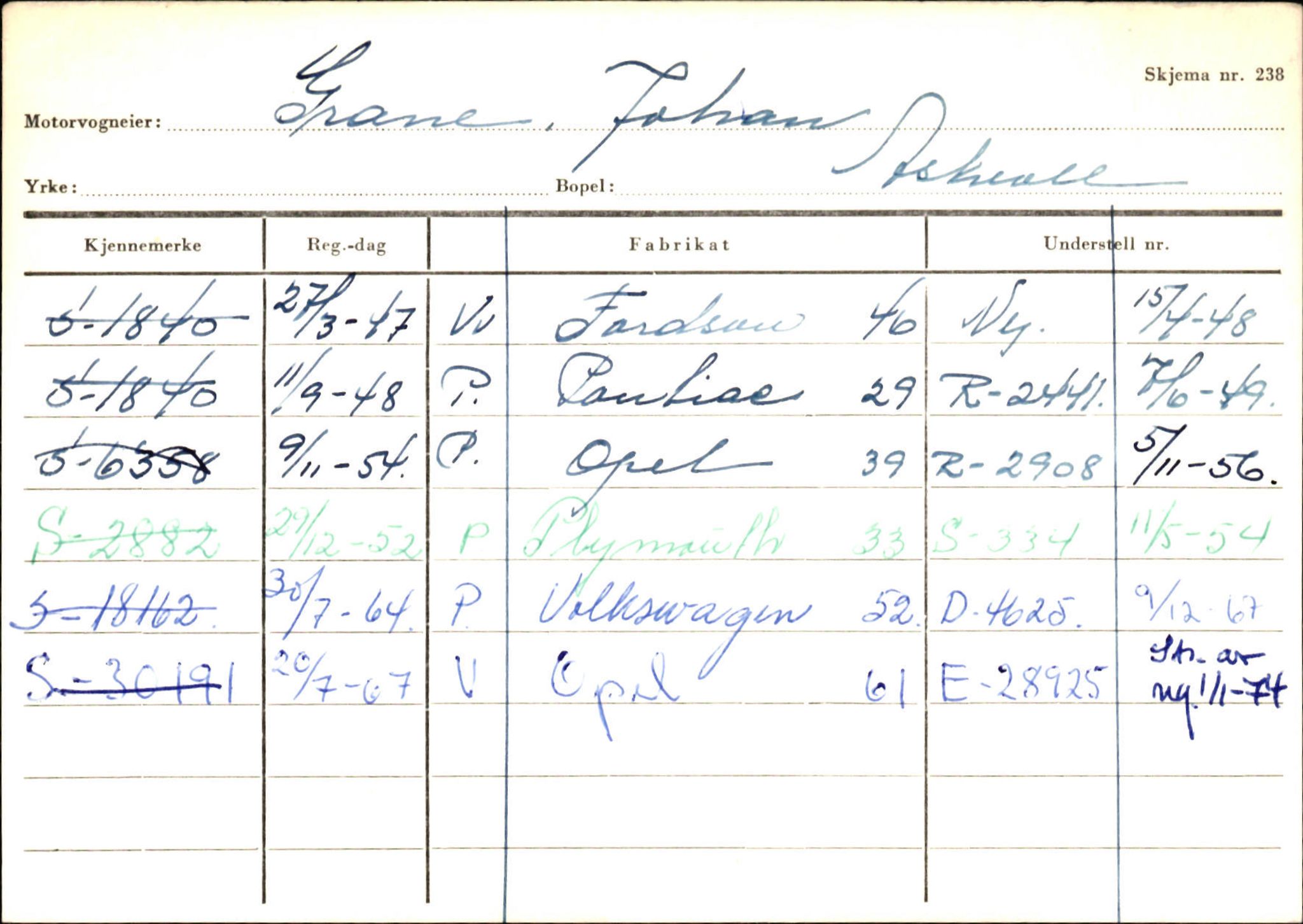 Statens vegvesen, Sogn og Fjordane vegkontor, AV/SAB-A-5301/4/F/L0132: Eigarregister Askvoll A-Å. Balestrand A-Å, 1945-1975, s. 423