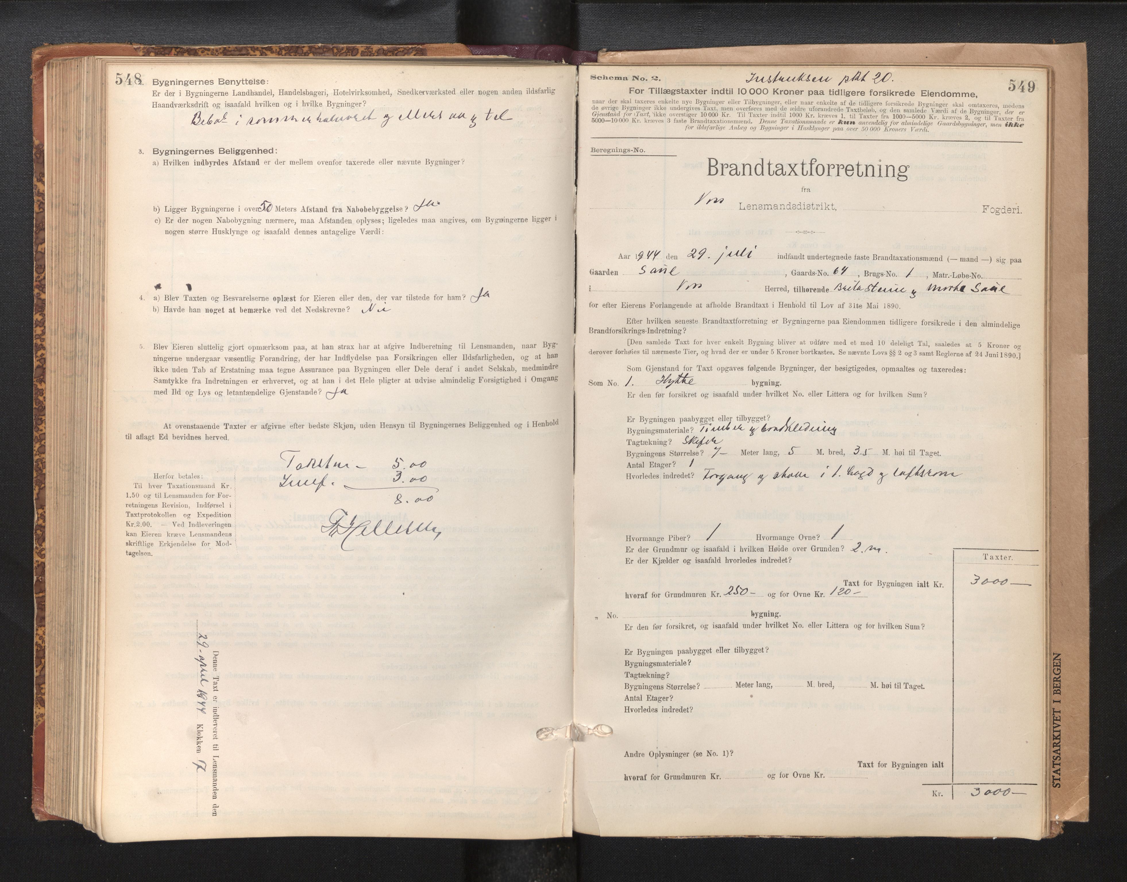 Lensmannen i Voss, SAB/A-35801/0012/L0008: Branntakstprotokoll, skjematakst, 1895-1945, s. 548-549