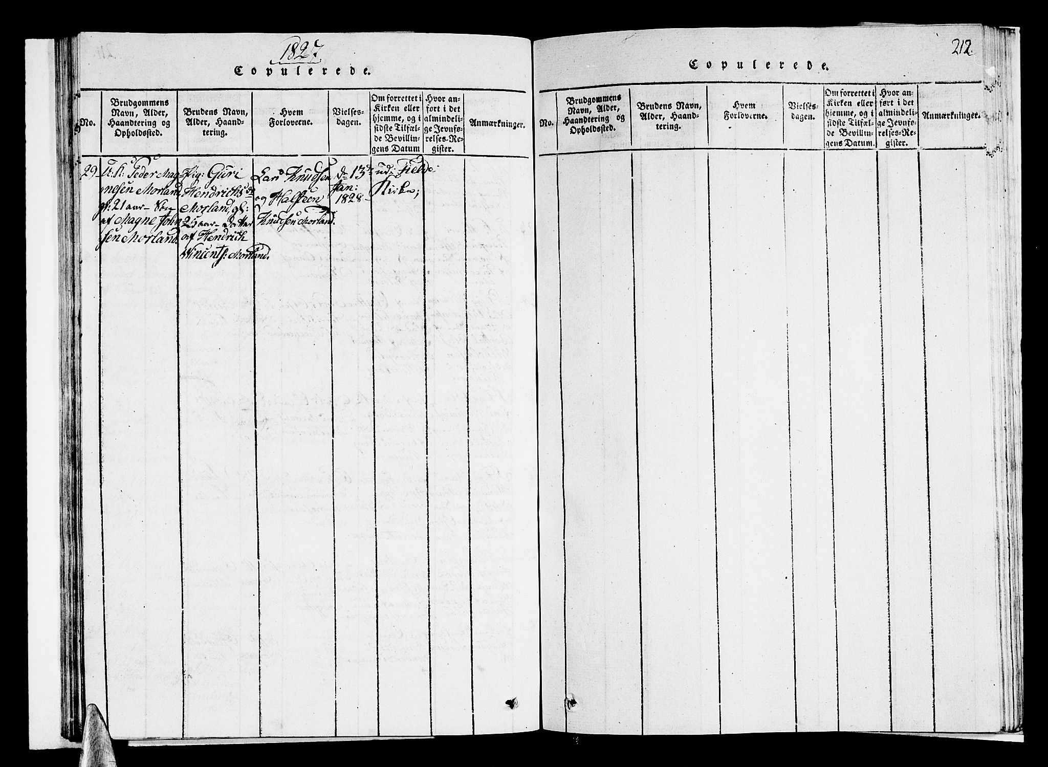 Sund sokneprestembete, AV/SAB-A-99930: Klokkerbok nr. A 1, 1816-1827, s. 212