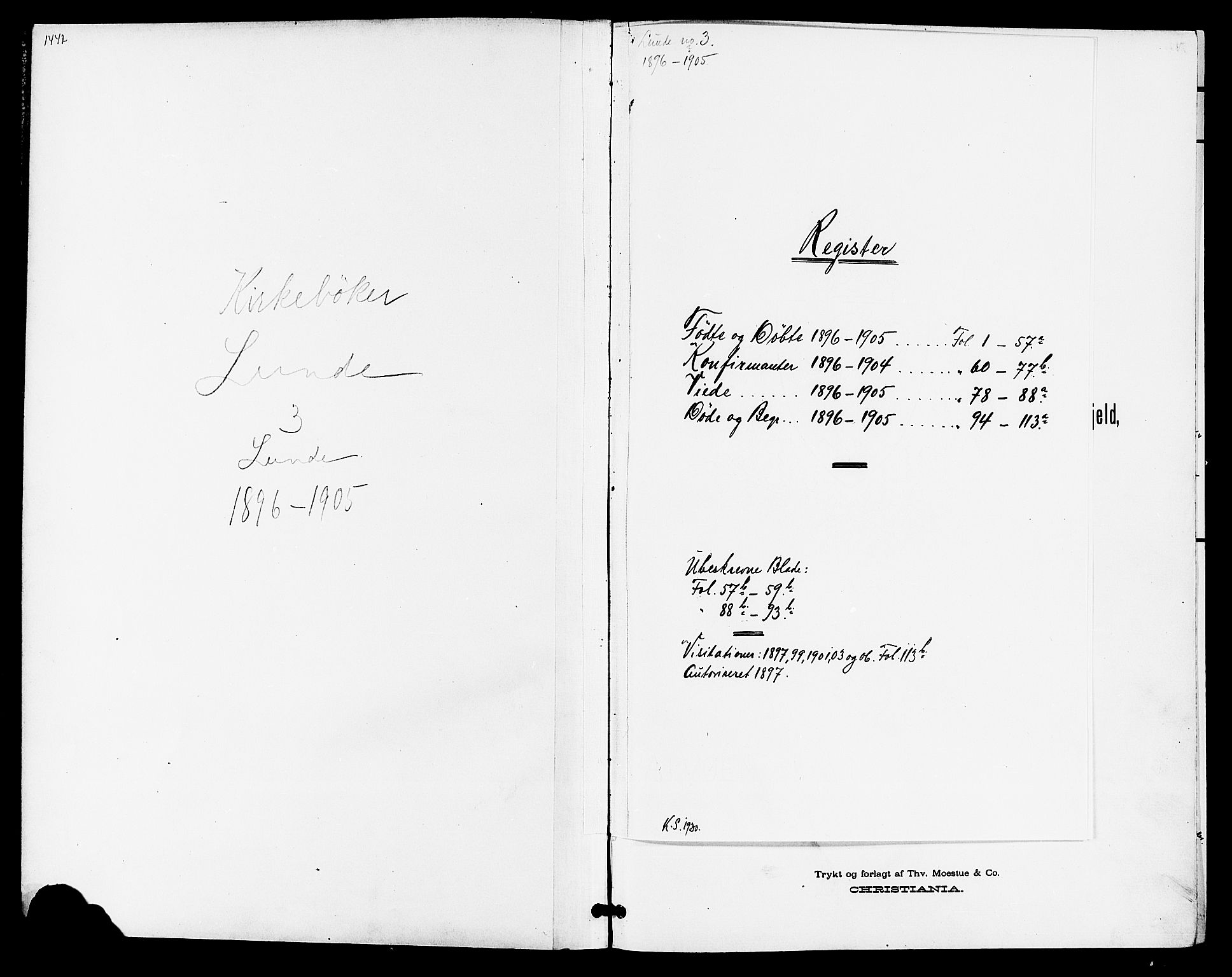 Lunde kirkebøker, SAKO/A-282/G/Ga/L0003: Klokkerbok nr. I 3, 1896-1905