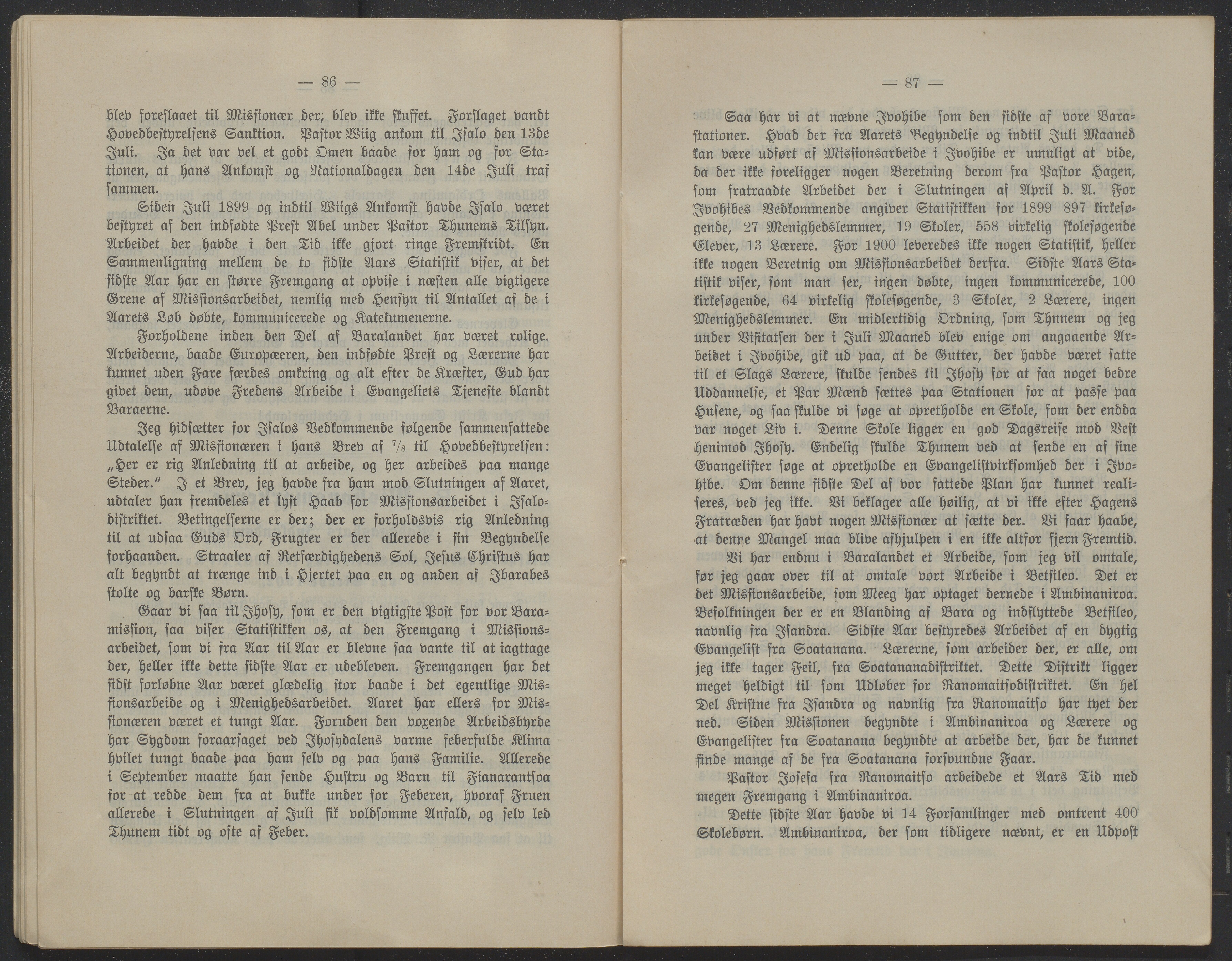 Det Norske Misjonsselskap - hovedadministrasjonen, VID/MA-A-1045/D/Db/Dba/L0340/0002: Beretninger, Bøker, Skrifter o.l   / Årsberetninger. Heftet. 60. , 1901, s. 86-87