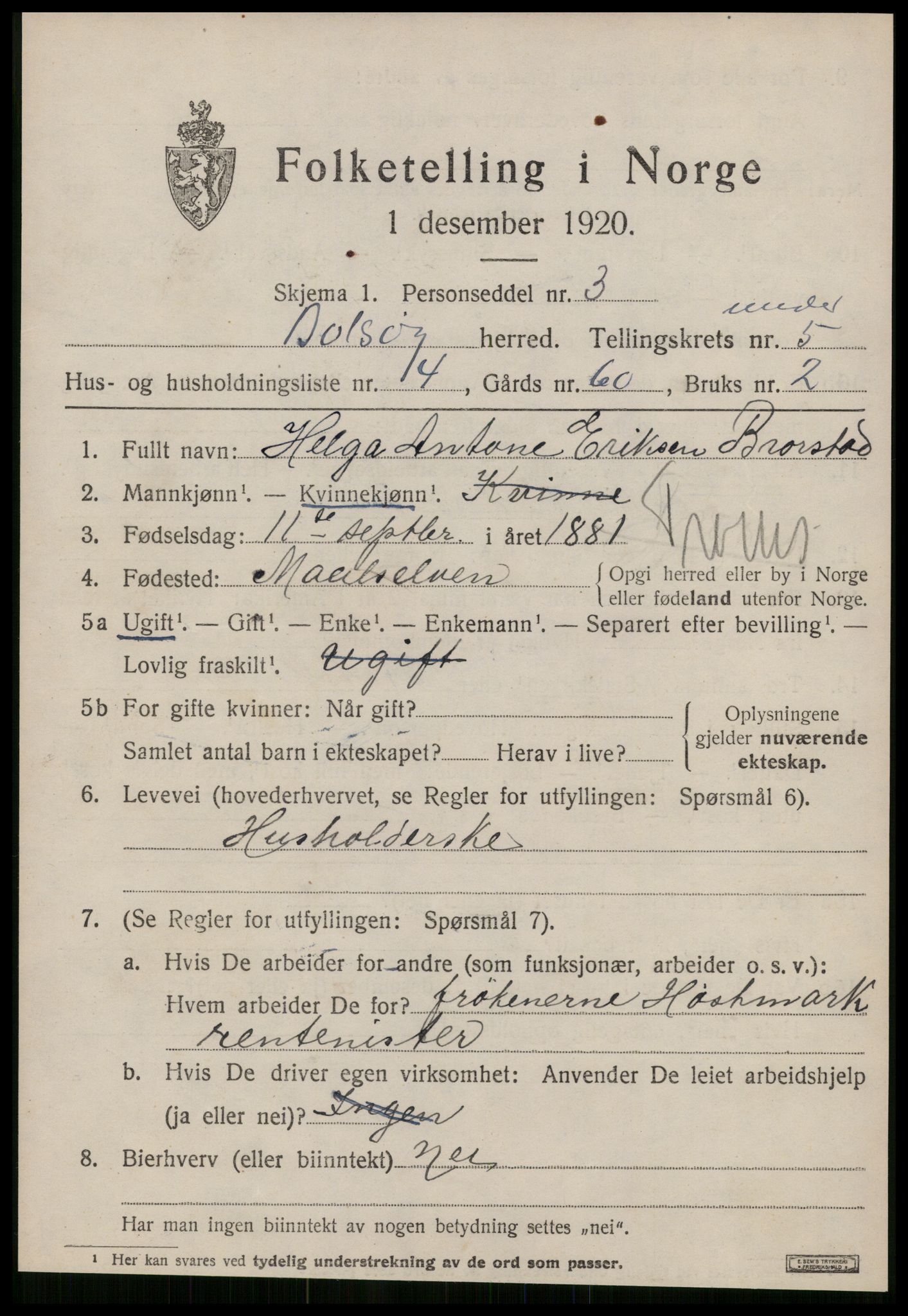 SAT, Folketelling 1920 for 1544 Bolsøy herred, 1920, s. 7193