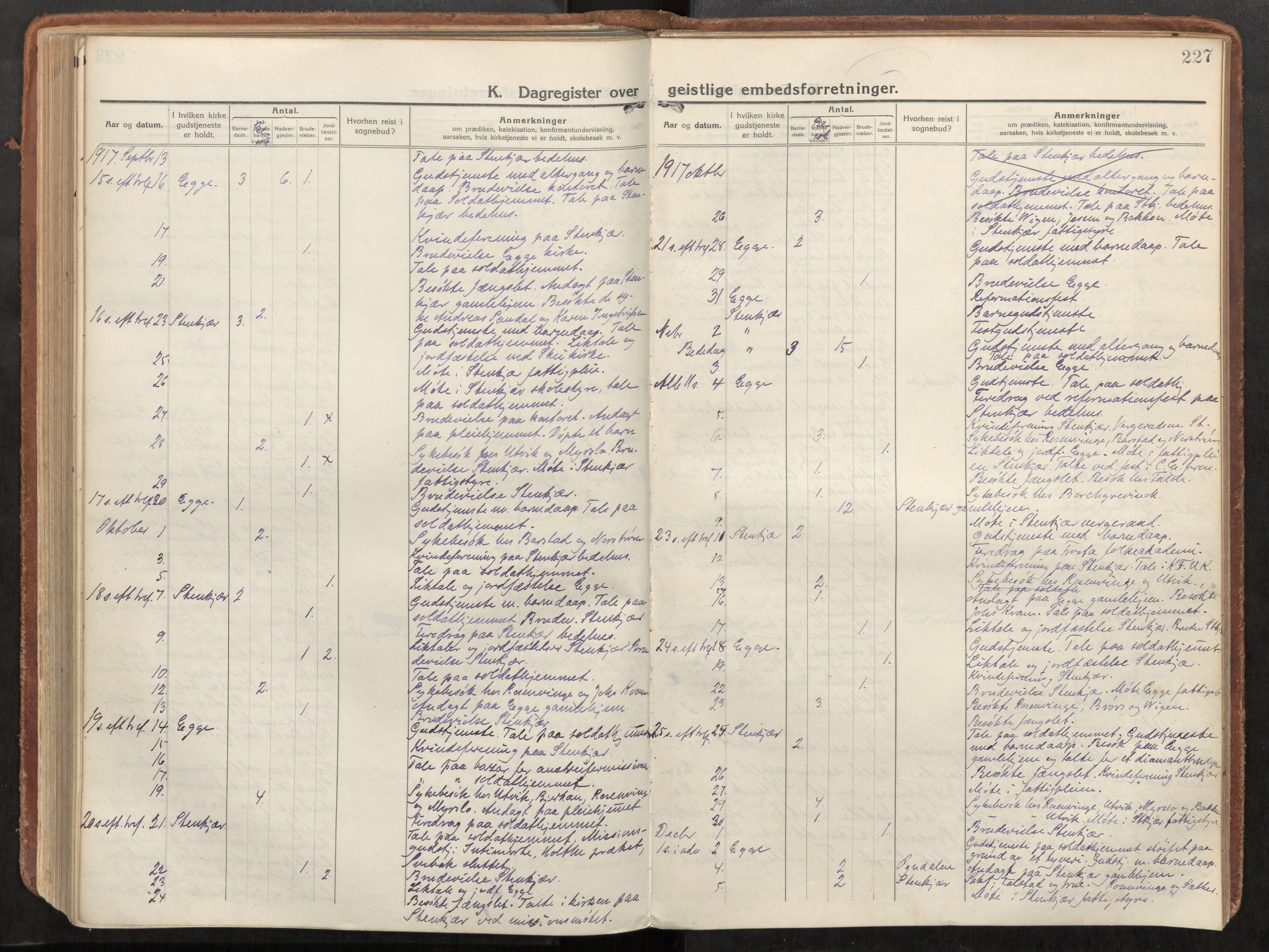 Steinkjer sokneprestkontor, AV/SAT-A-1541/01/H/Ha/Haa/L0003: Ministerialbok nr. 3, 1913-1922, s. 227