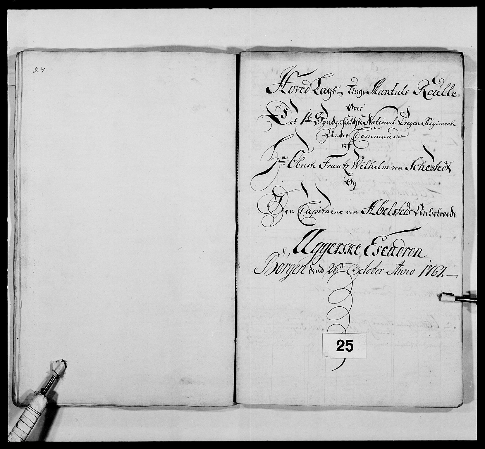 Kommanderende general (KG I) med Det norske krigsdirektorium, AV/RA-EA-5419/E/Ea/L0476: 1. Sønnafjelske dragonregiment, 1765-1767, s. 465