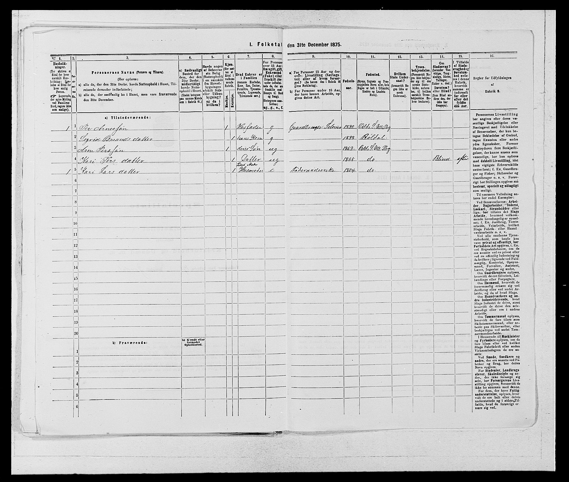 SAB, Folketelling 1875 for 1230P Ullensvang prestegjeld, 1875, s. 290