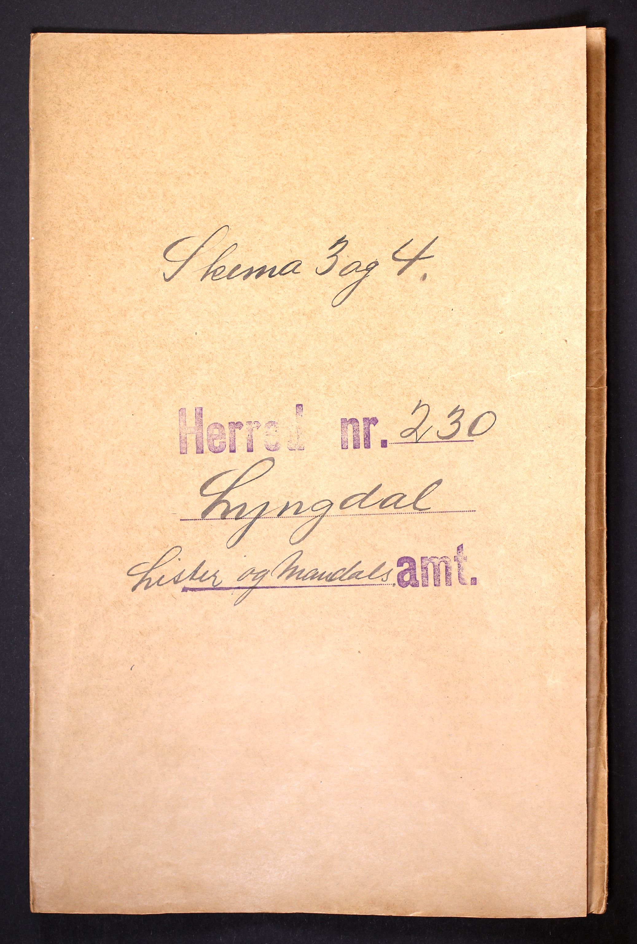 RA, Folketelling 1910 for 1032 Lyngdal herred, 1910, s. 1