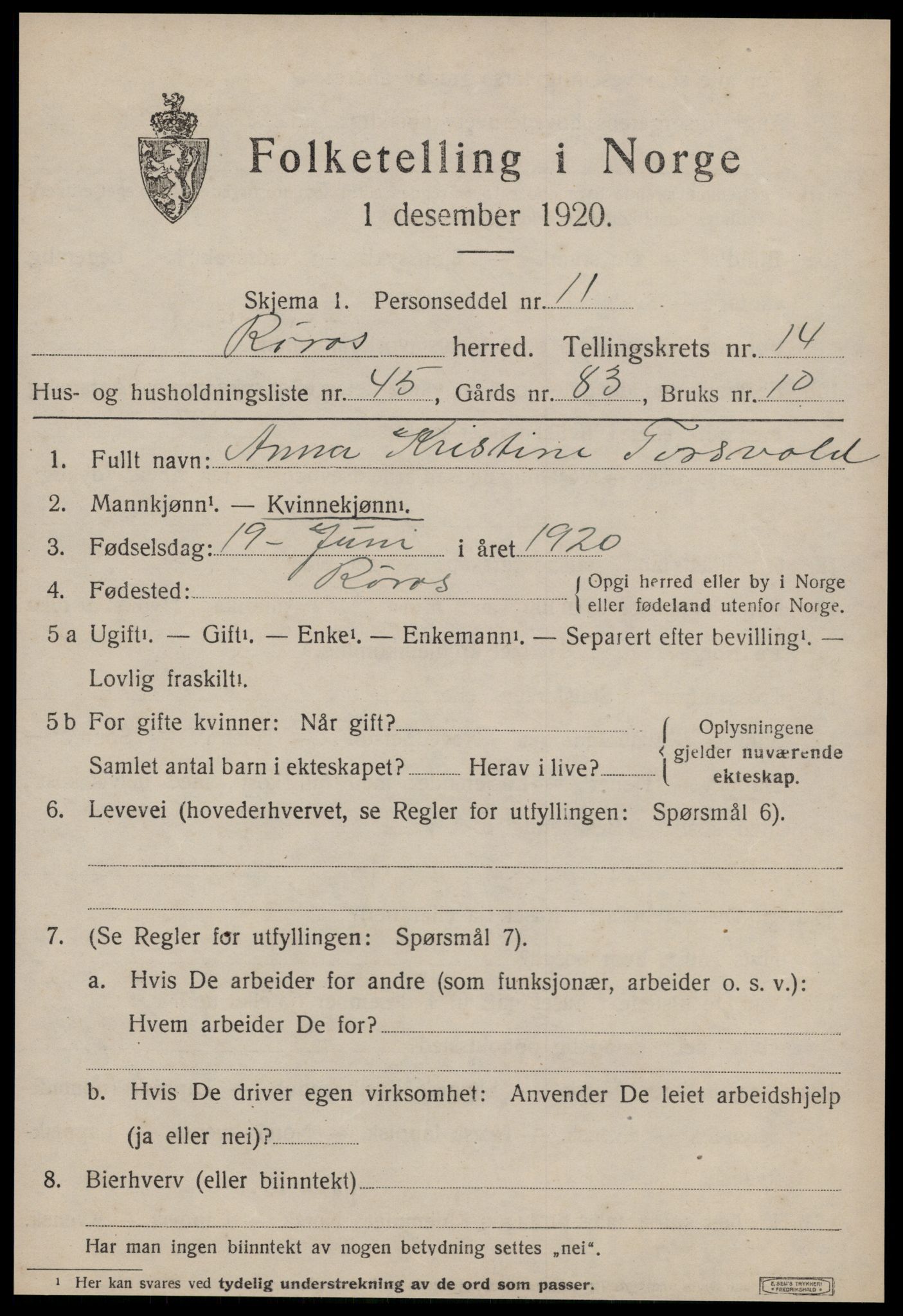 SAT, Folketelling 1920 for 1640 Røros herred, 1920, s. 10150