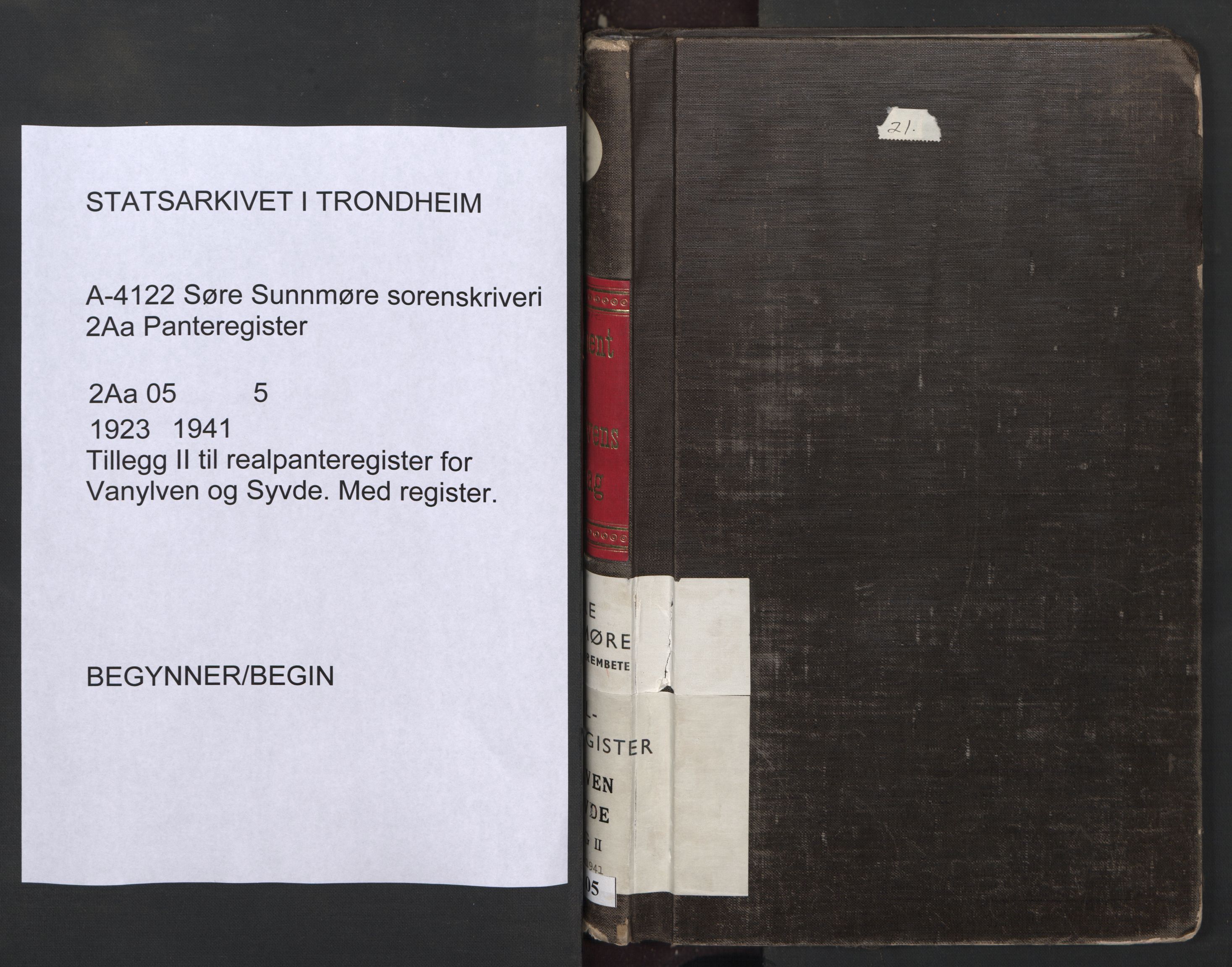 Søre Sunnmøre sorenskriveri, SAT/A-4122/1/2/2Aa/L0005: Panteregister nr. 5, 1923-1941