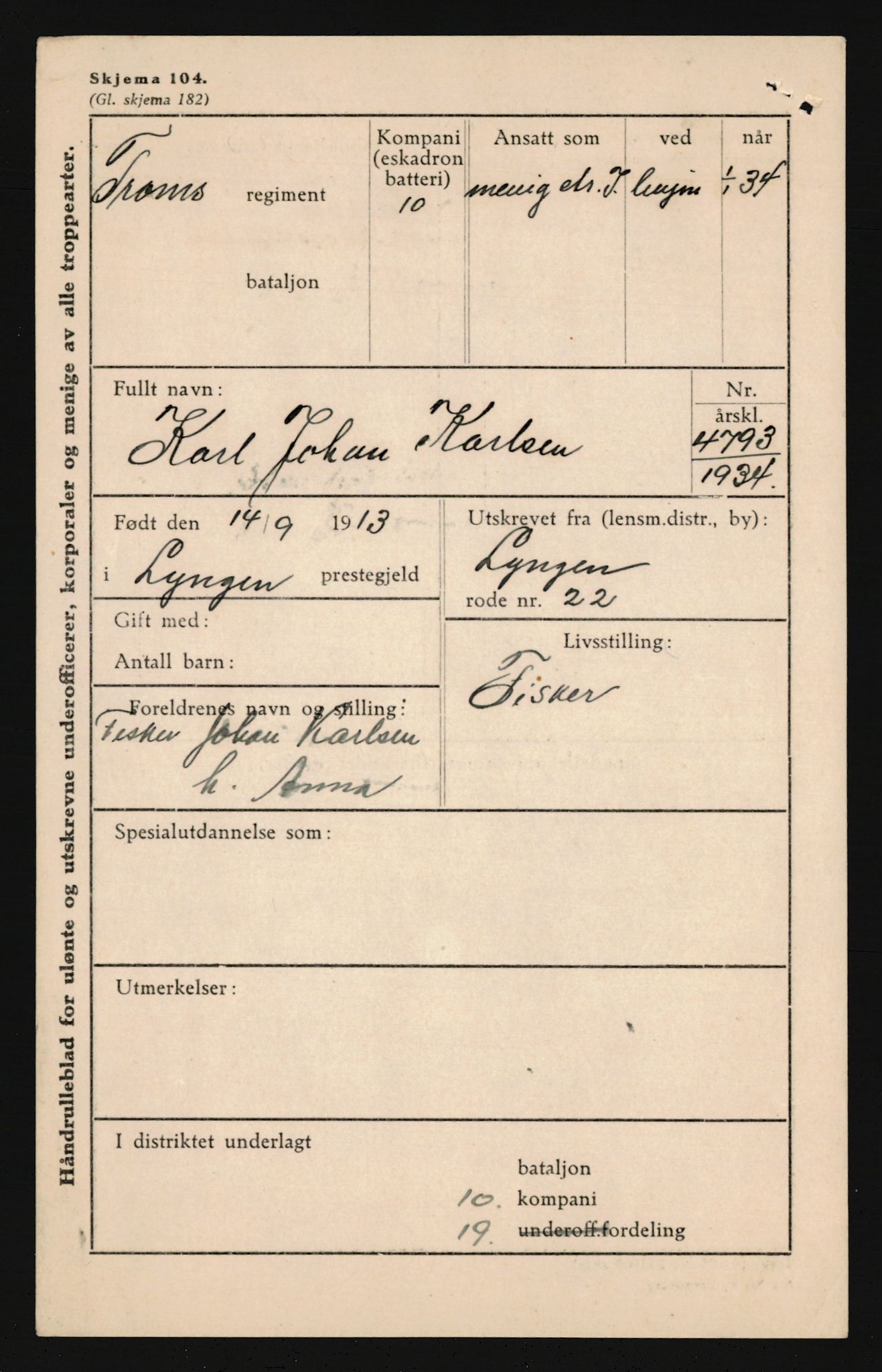 Forsvaret, Troms infanteriregiment nr. 16, AV/RA-RAFA-3146/P/Pa/L0018: Rulleblad for regimentets menige mannskaper, årsklasse 1934, 1934, s. 617