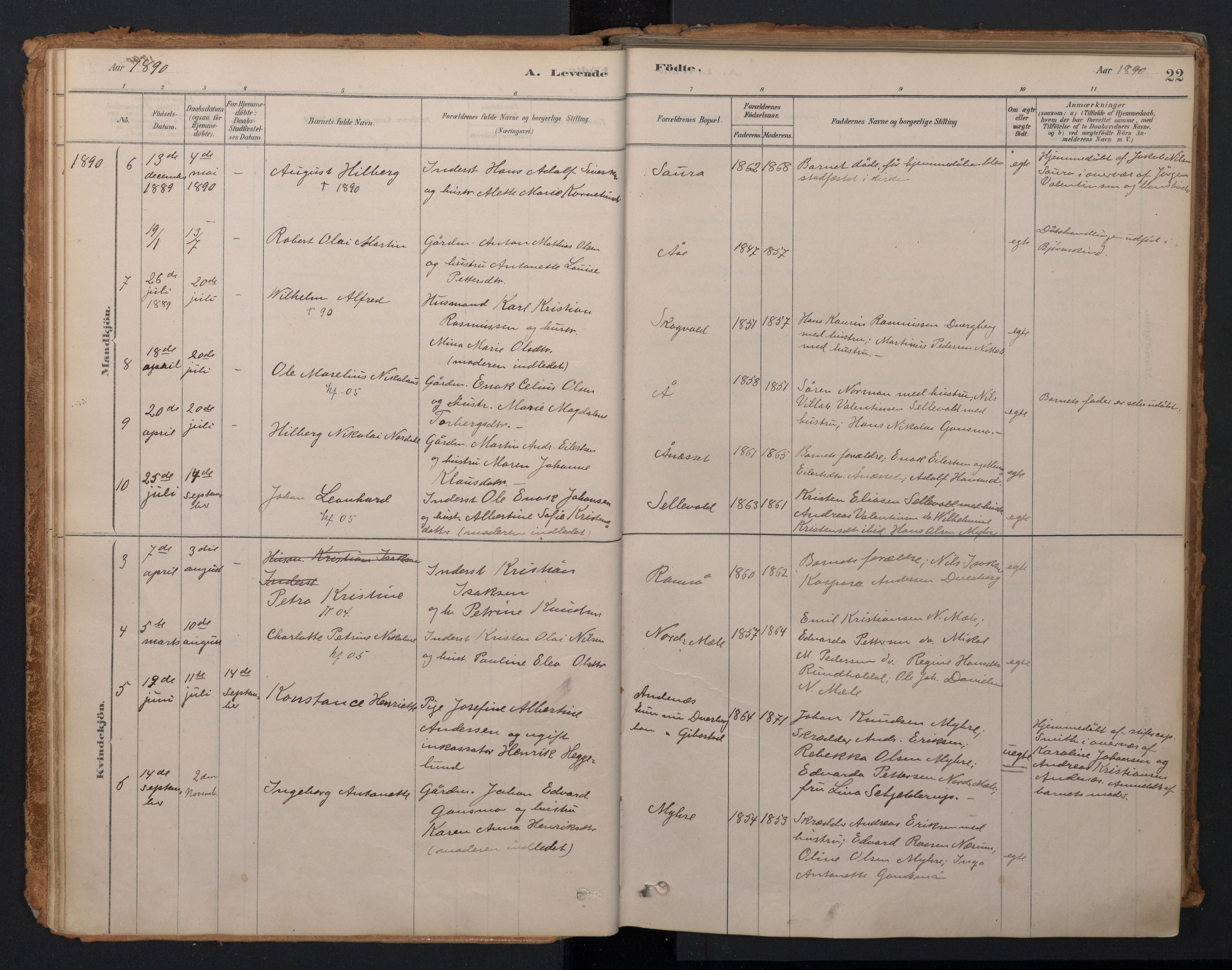 Ministerialprotokoller, klokkerbøker og fødselsregistre - Nordland, AV/SAT-A-1459/897/L1399: Ministerialbok nr. 897A06, 1881-1896, s. 22