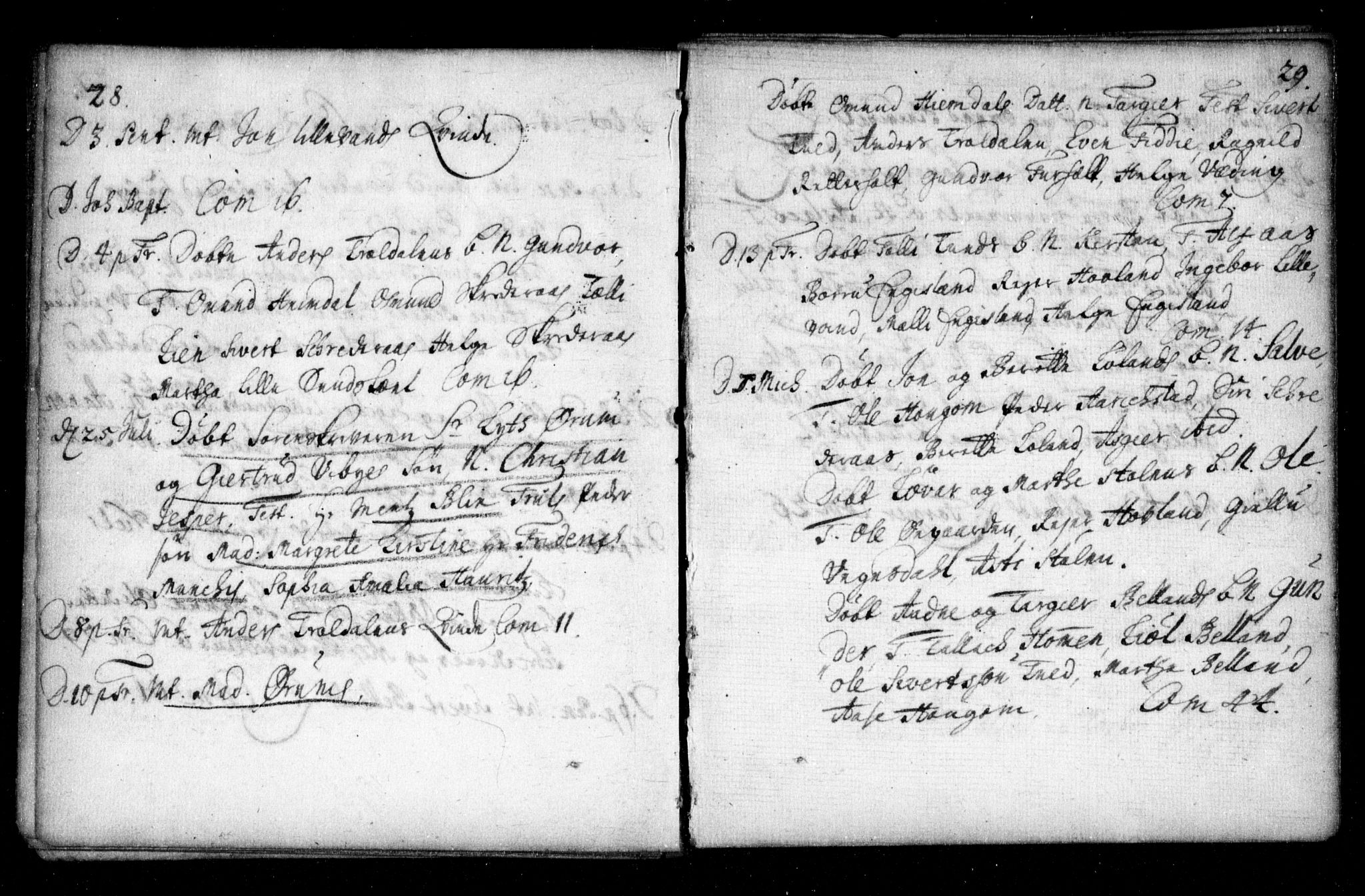 Herefoss sokneprestkontor, AV/SAK-1111-0019/F/Fa/Fab/L0001: Ministerialbok nr. A 1, 1704-1779, s. 28-29