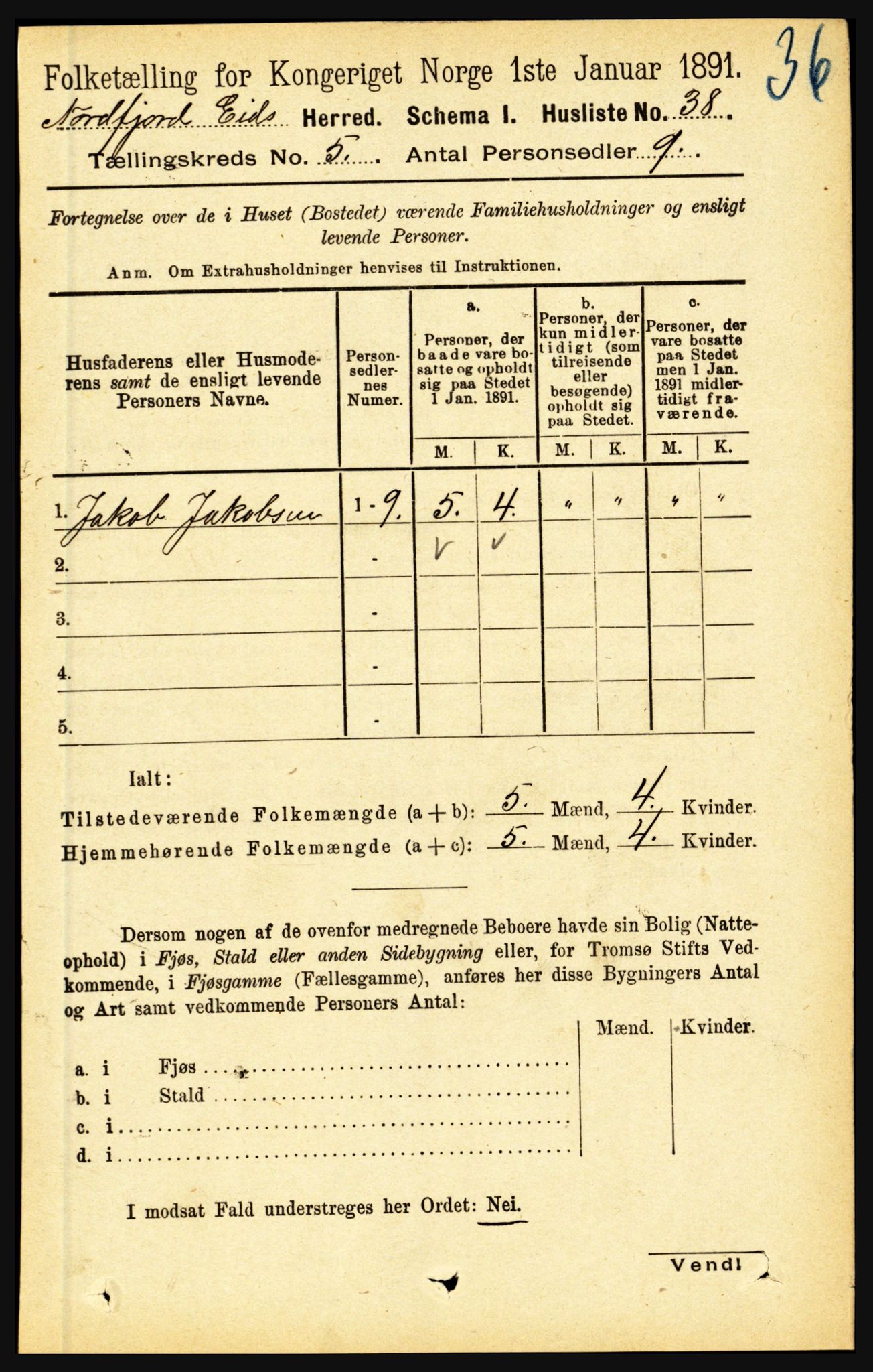 RA, Folketelling 1891 for 1443 Eid herred, 1891, s. 1143