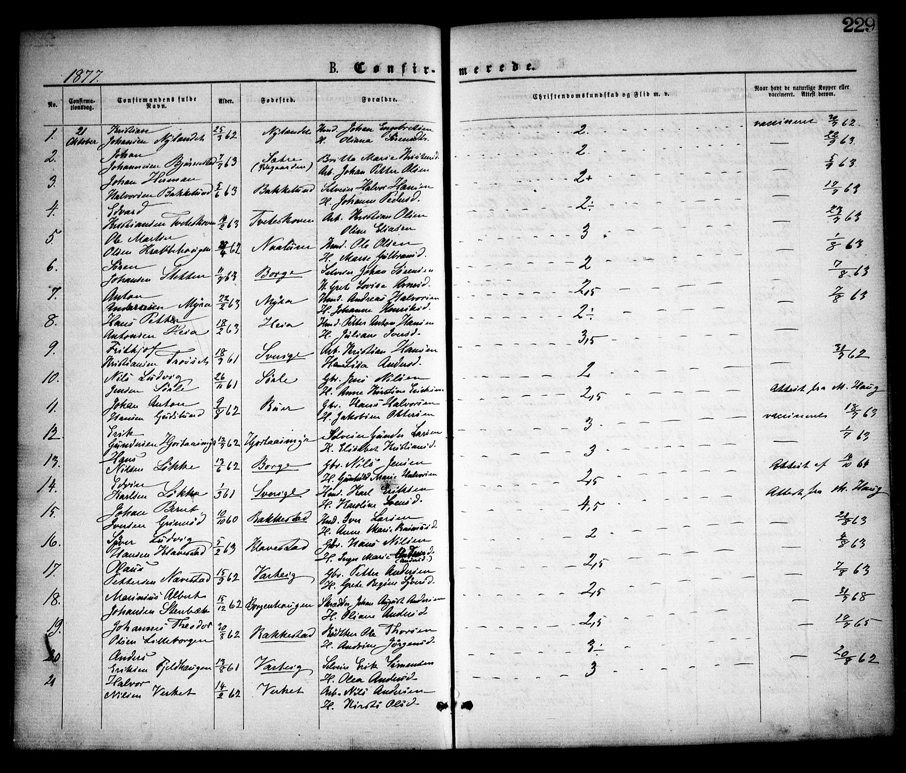 Skjeberg prestekontor Kirkebøker, AV/SAO-A-10923/F/Fa/L0008: Ministerialbok nr. I 8, 1869-1885, s. 229