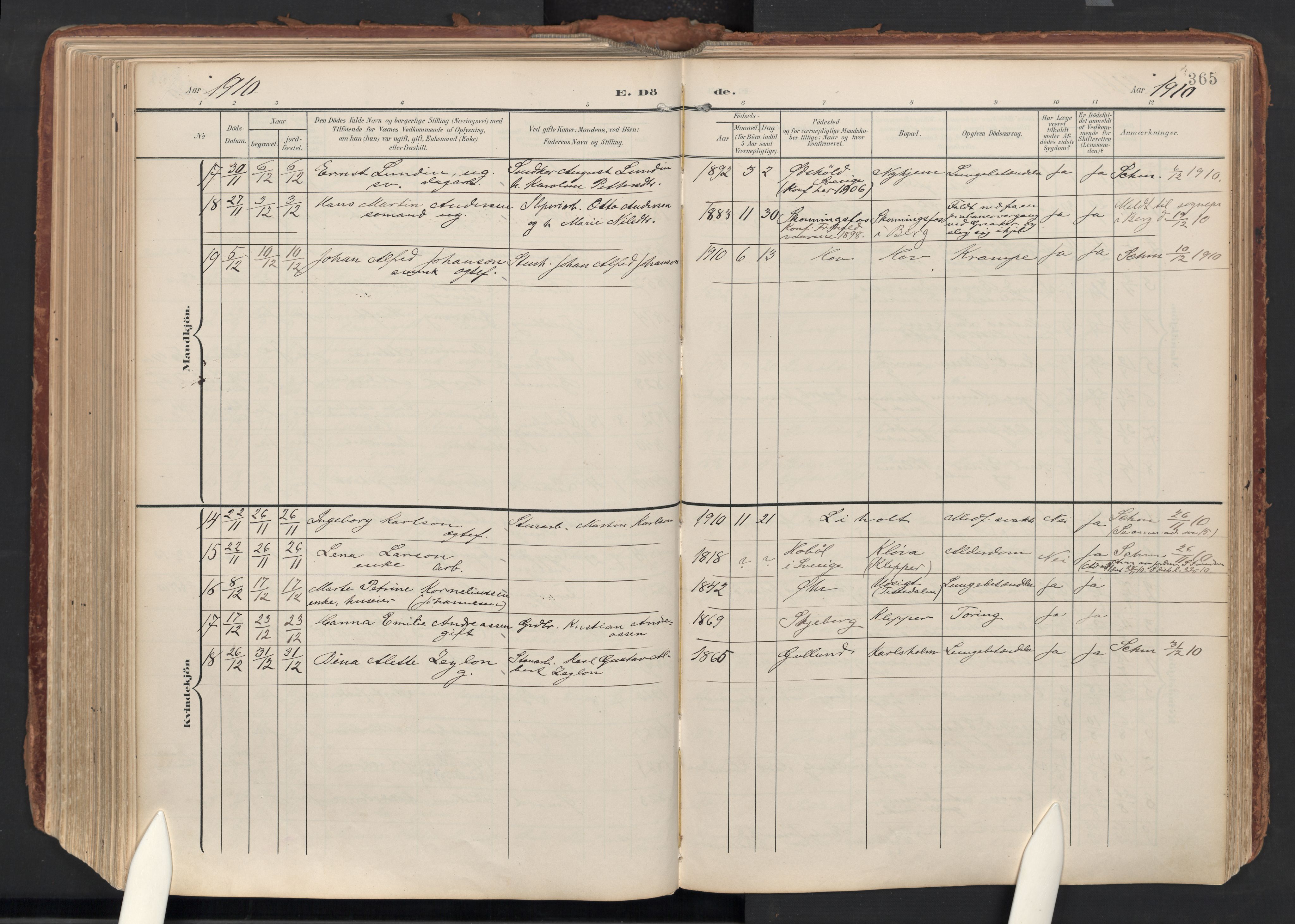 Idd prestekontor Kirkebøker, AV/SAO-A-10911/F/Fc/L0007: Ministerialbok nr. III 7, 1904-1925, s. 365