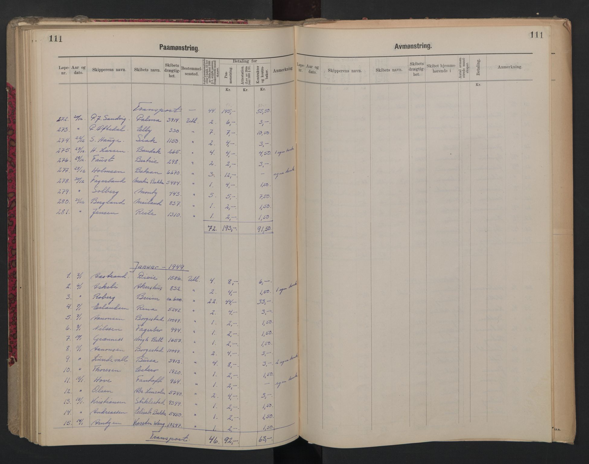 Porsgrunn innrulleringskontor, SAKO/A-829/H/Ha/L0012: Mønstringsjournal, 1929-1949, s. 111