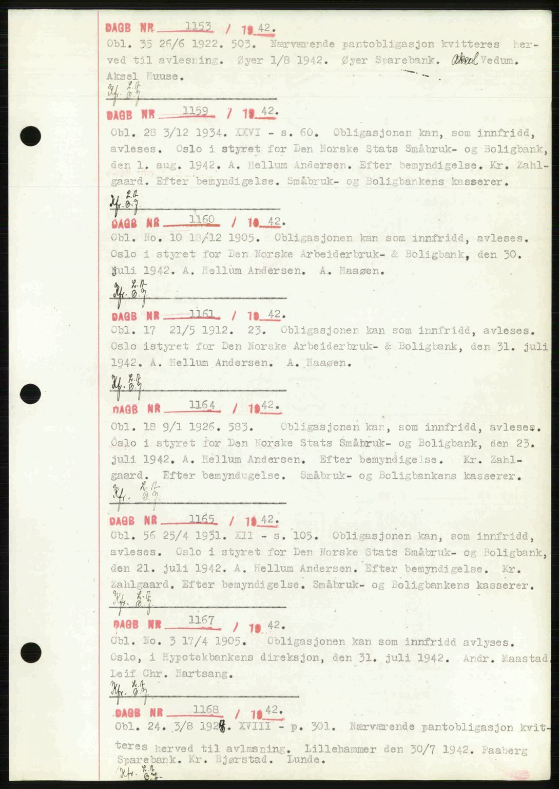 Sør-Gudbrandsdal tingrett, SAH/TING-004/H/Hb/Hbf/L0002: Pantebok nr. C1, 1938-1951, Dagboknr: 1153/1942