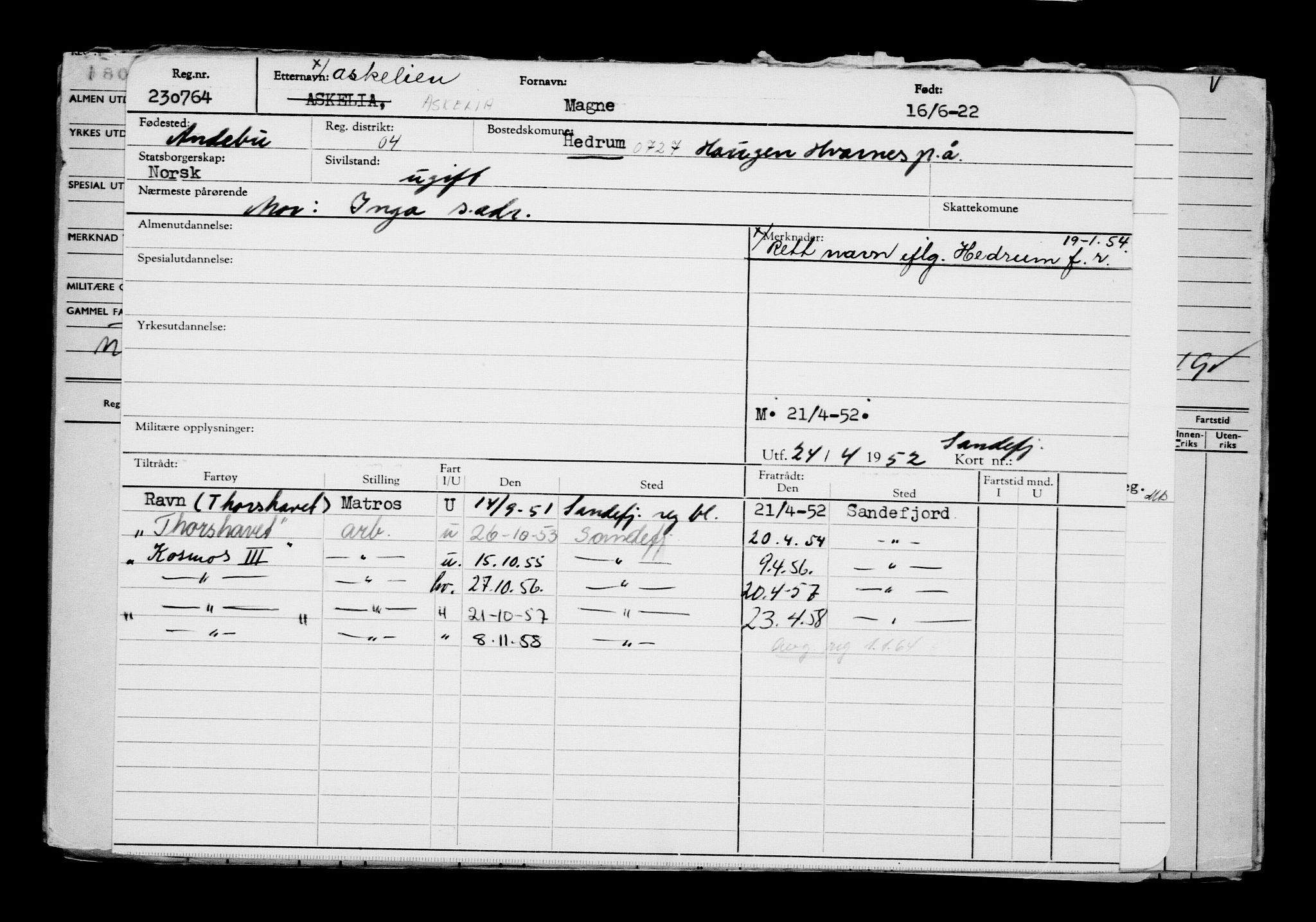 Direktoratet for sjømenn, AV/RA-S-3545/G/Gb/L0207: Hovedkort, 1922, s. 566