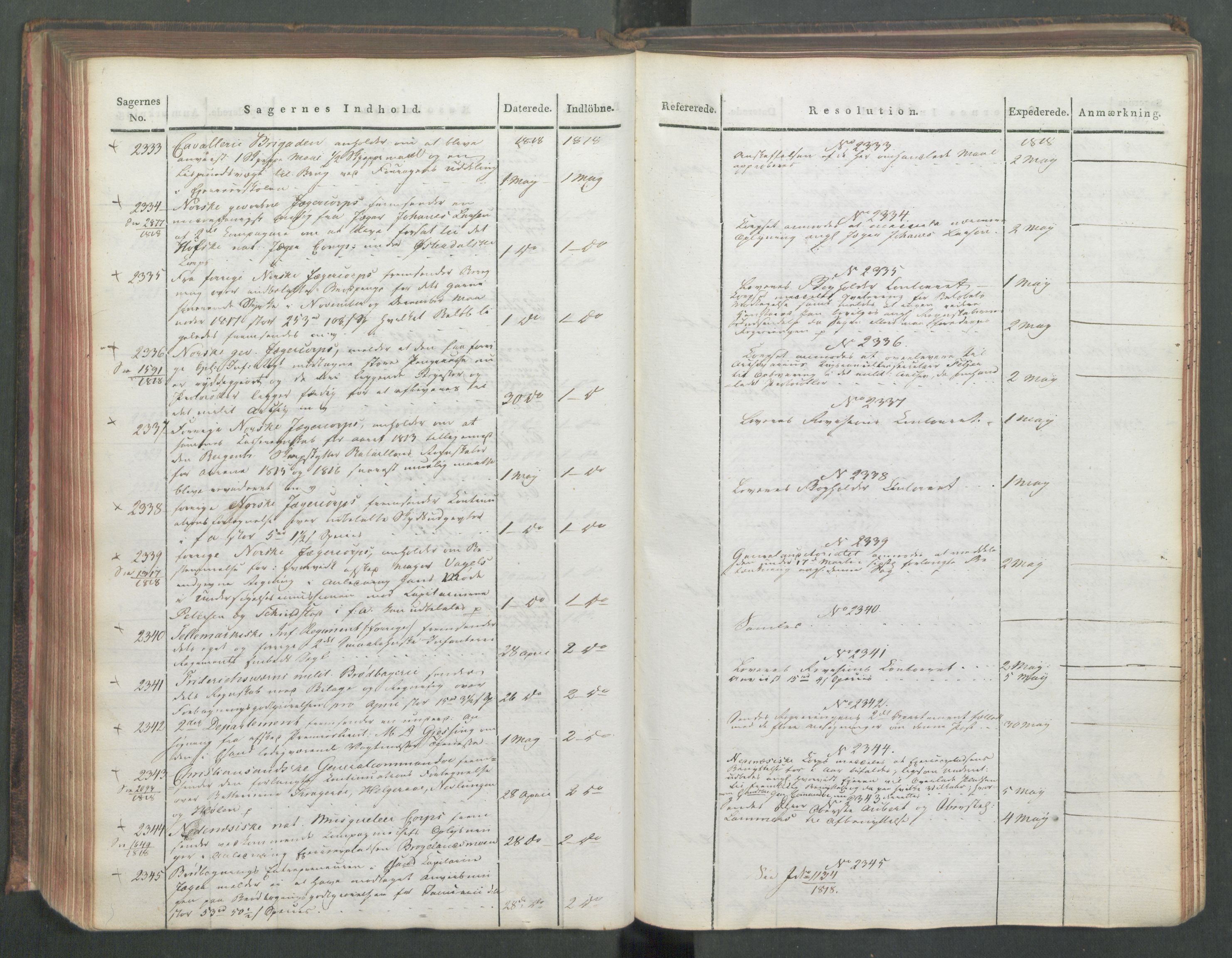 Armédepartementet, AV/RA-RAFA-3493/C/Ca/L0015: 6. Departements Journal, 1818