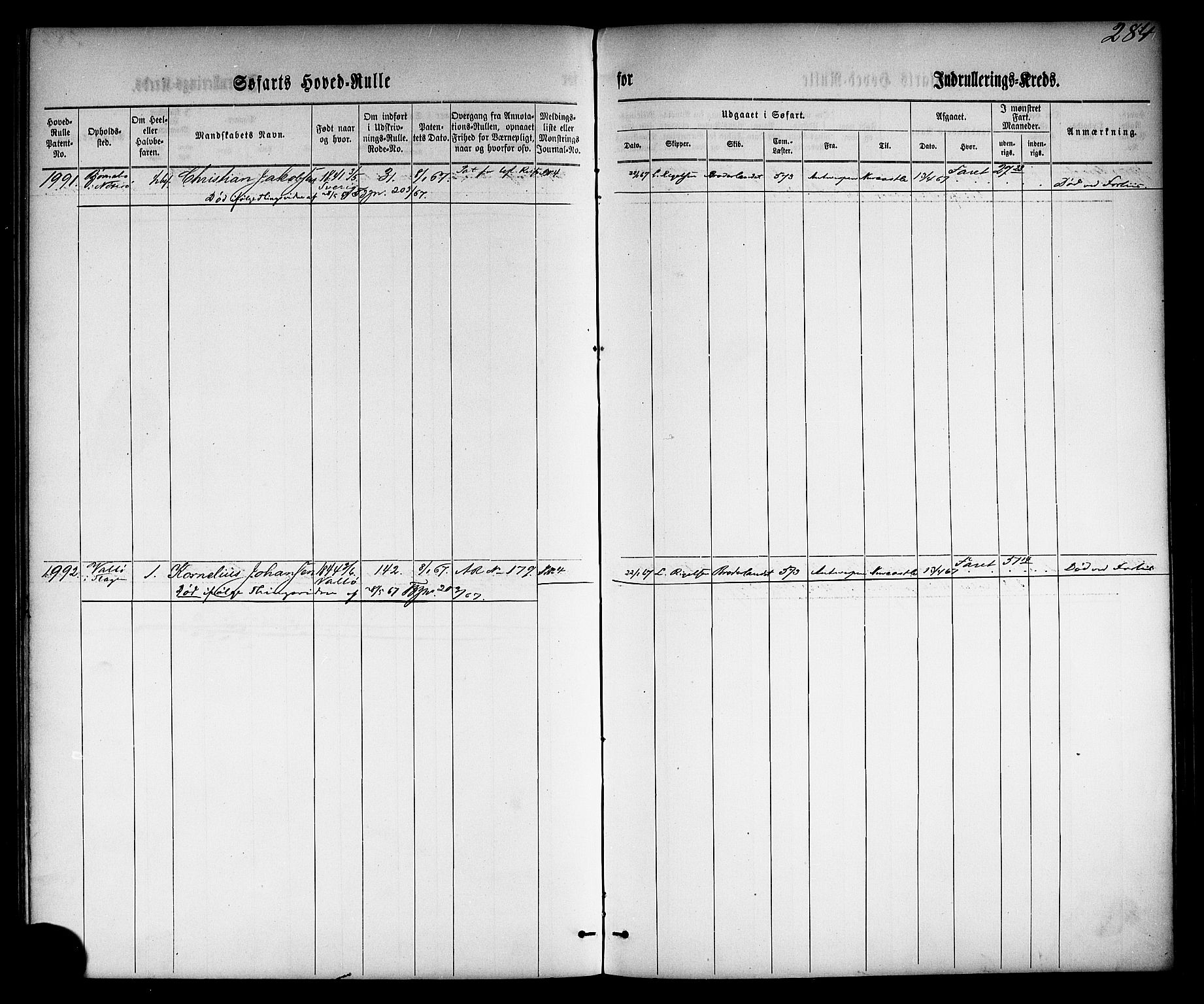 Tønsberg innrulleringskontor, AV/SAKO-A-786/F/Fc/Fca/L0002: Hovedrulle Patent nr. 1429-2133, 1861-1868, s. 324