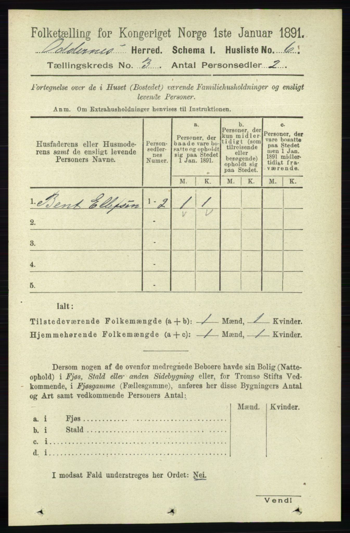 RA, Folketelling 1891 for 1012 Oddernes herred, 1891, s. 755