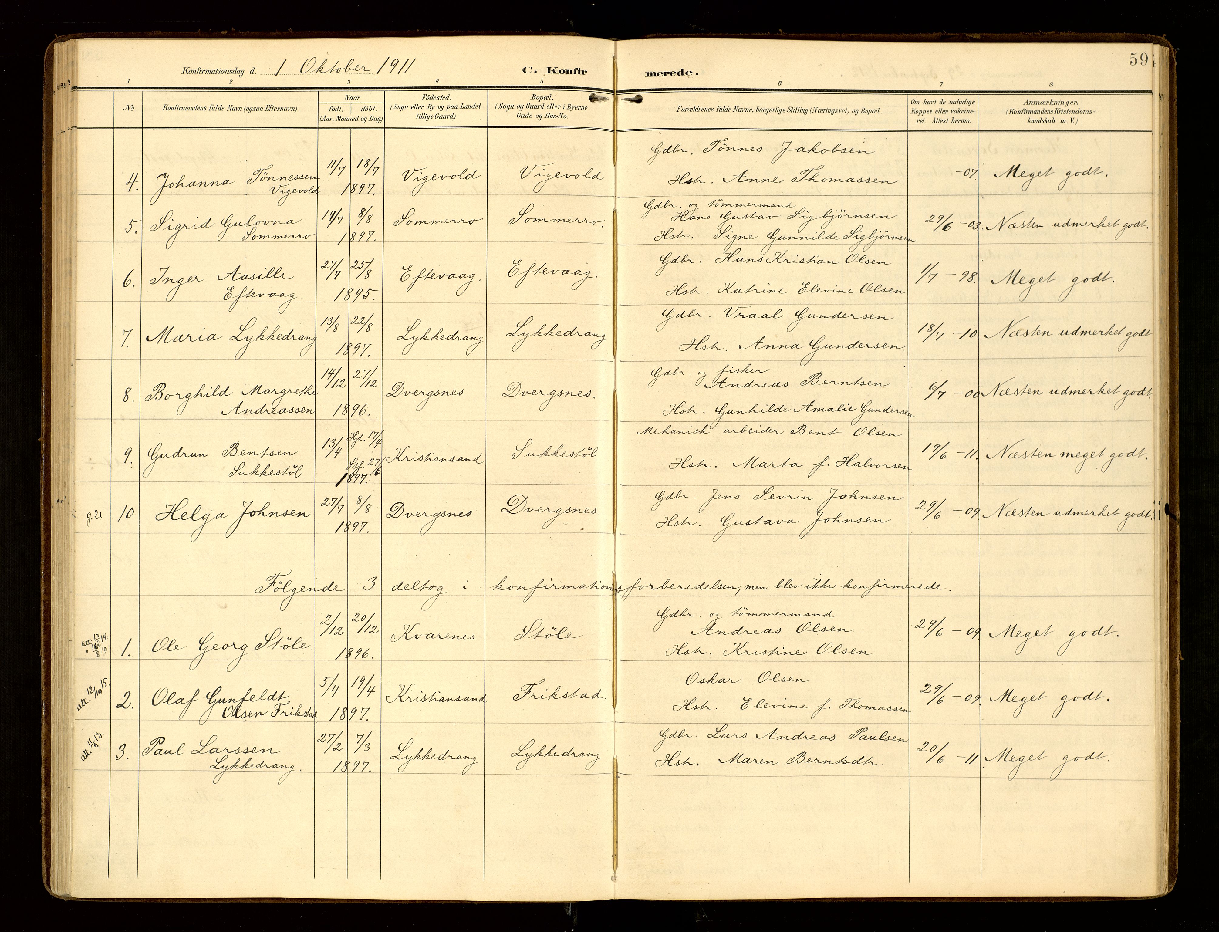 Oddernes sokneprestkontor, SAK/1111-0033/F/Fa/Fab/L0003: Ministerialbok nr. A 3, 1903-1916, s. 59