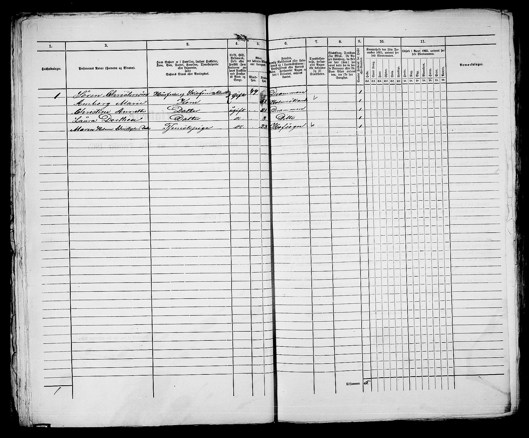 RA, Folketelling 1865 for 0602bP Strømsø prestegjeld i Drammen kjøpstad, 1865, s. 669