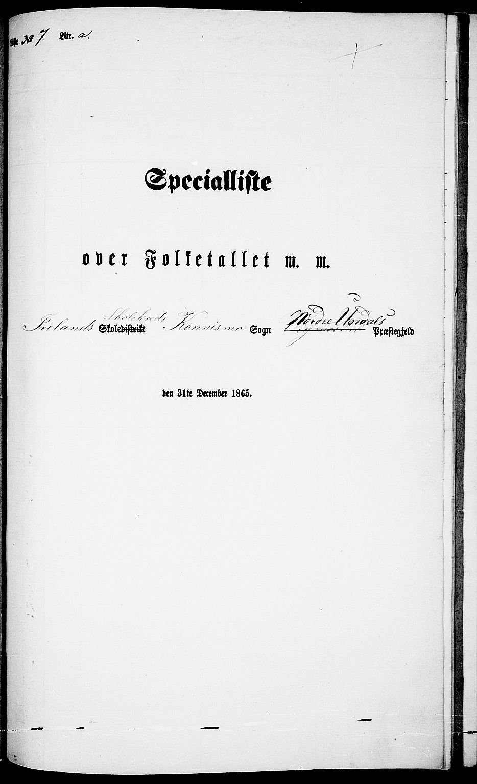 RA, Folketelling 1865 for 1028P Nord-Audnedal prestegjeld, 1865, s. 96