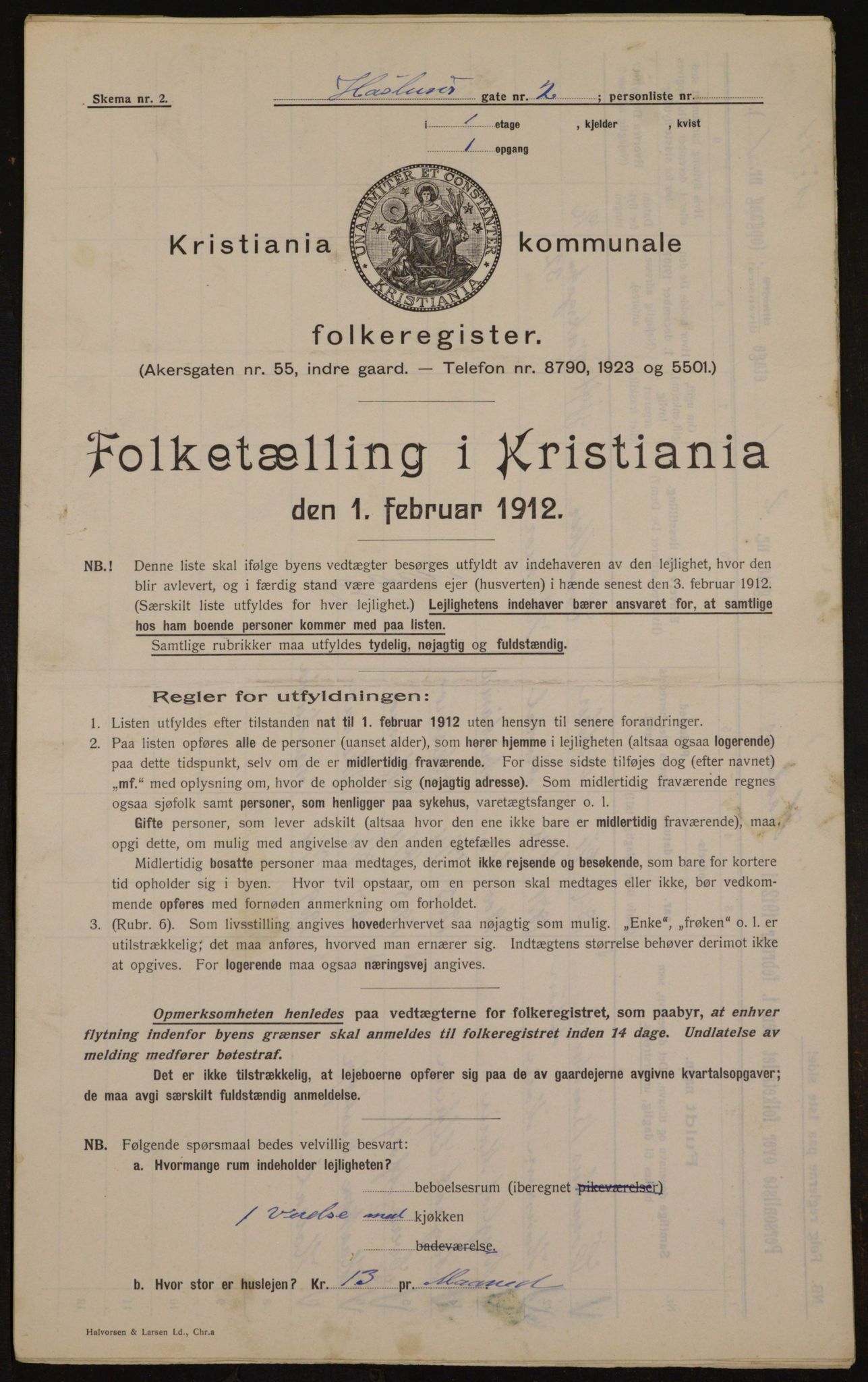 OBA, Kommunal folketelling 1.2.1912 for Kristiania, 1912, s. 35255