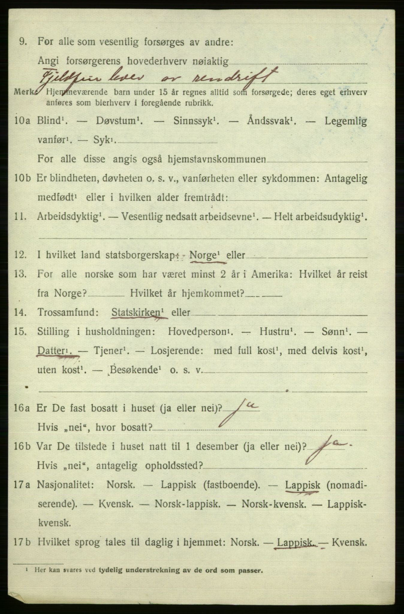 SATØ, Folketelling 1920 for 2020 Kistrand herred, 1920, s. 3607