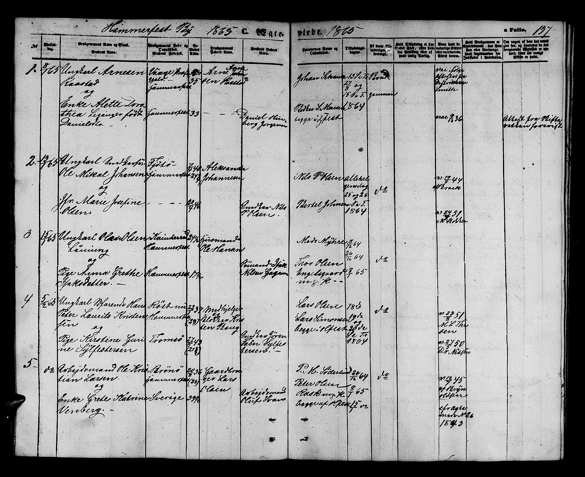 Hammerfest sokneprestkontor, AV/SATØ-S-1347/H/Hb/L0003.klokk: Klokkerbok nr. 3 /1, 1862-1868, s. 157