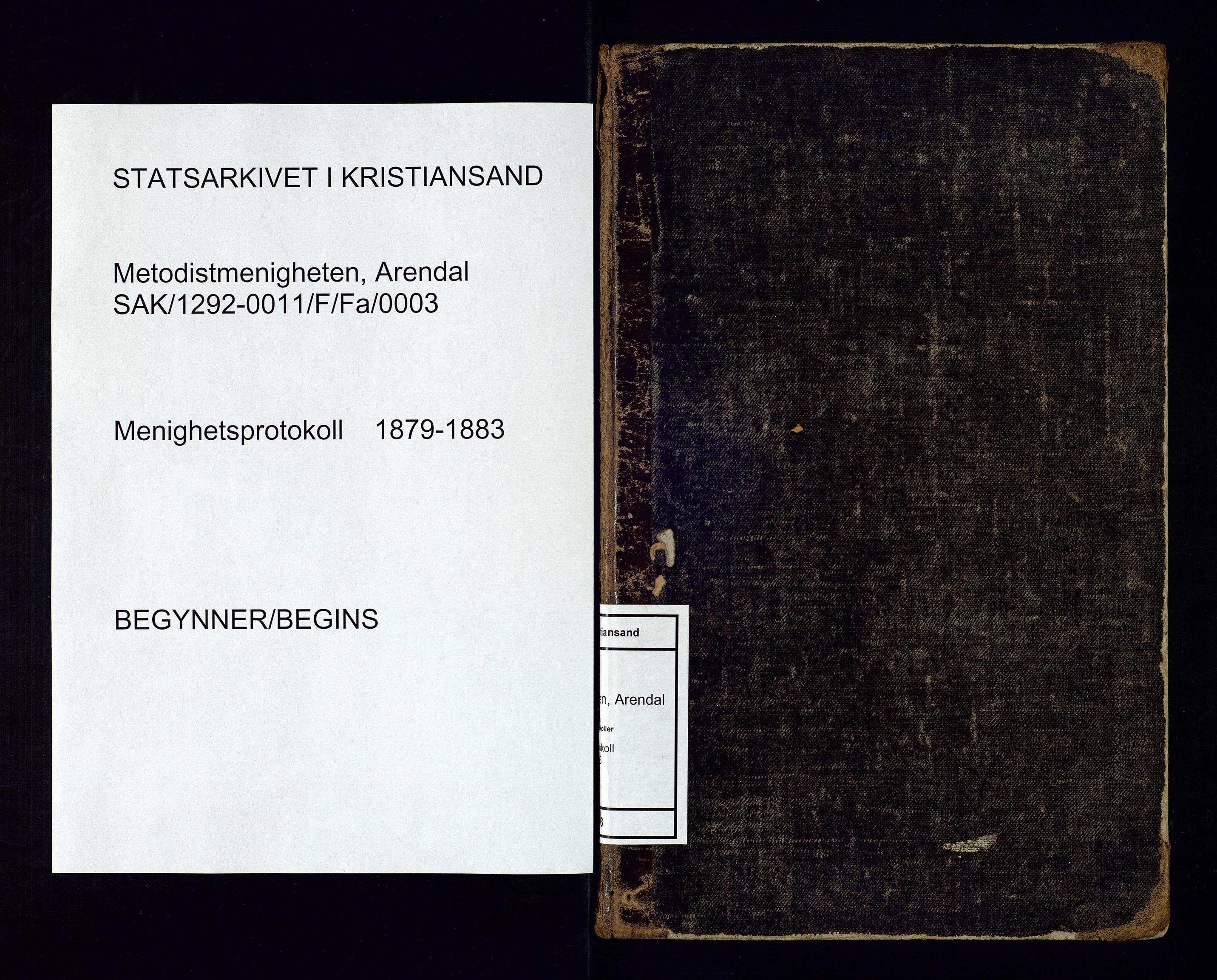 Metodistmenigheten, Arendal, SAK/1292-0011/F/Fa/L0003: Dissenterprotokoll nr. 3, 1879-1893