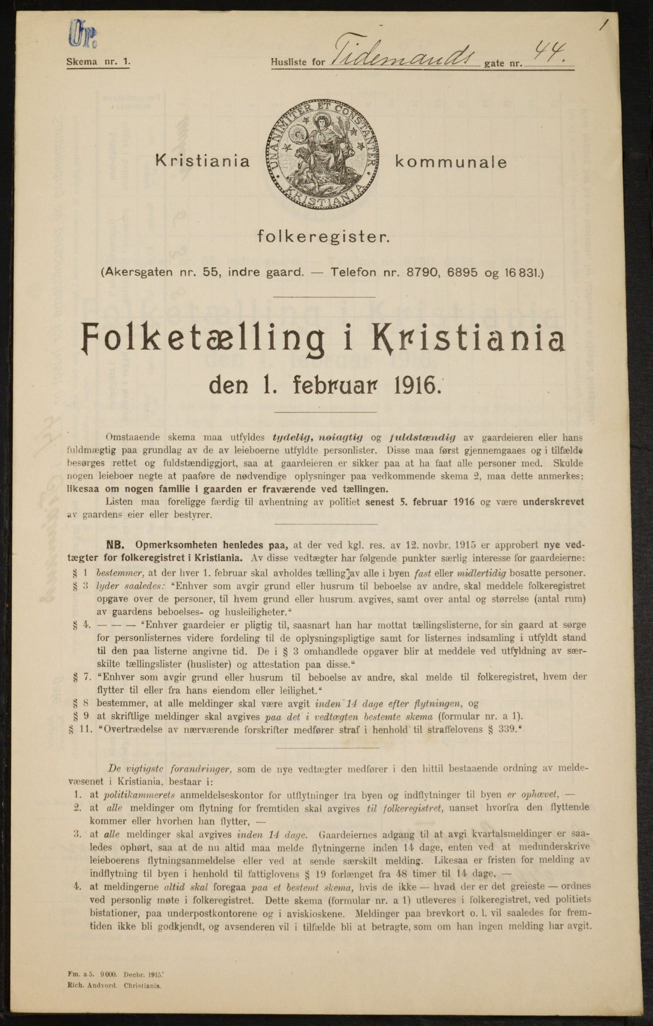 OBA, Kommunal folketelling 1.2.1916 for Kristiania, 1916, s. 114765