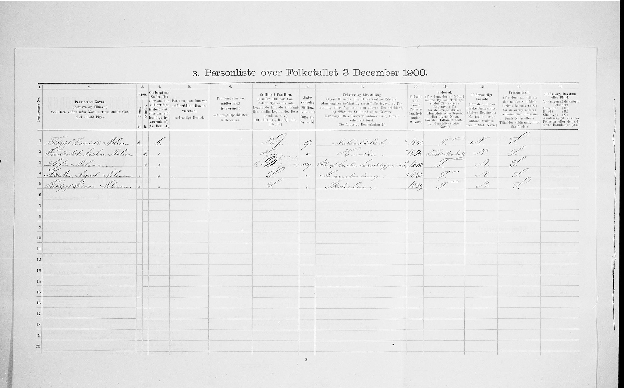 SAO, Folketelling 1900 for 0301 Kristiania kjøpstad, 1900, s. 97214