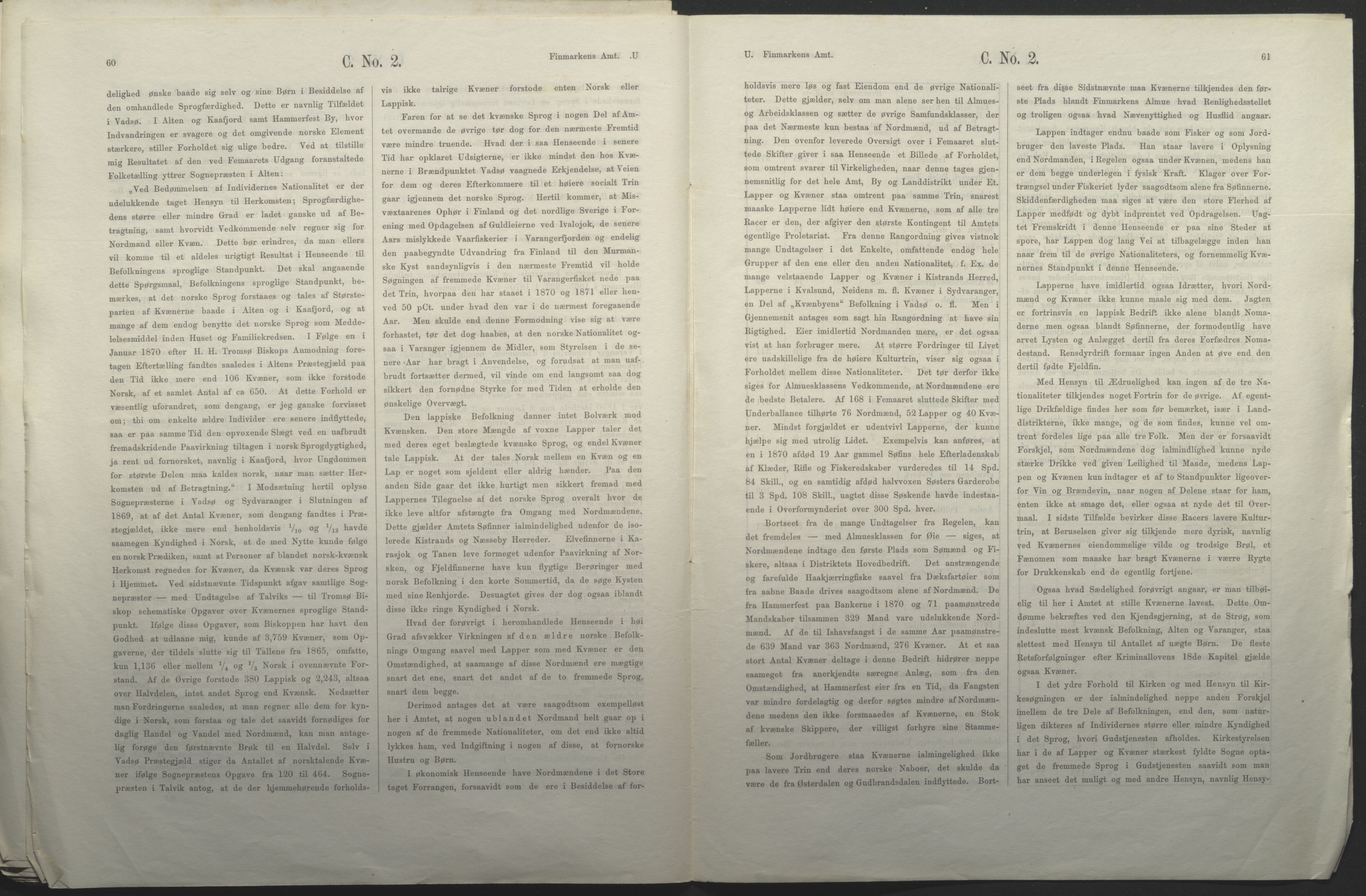 Fylkesmannen i Finnmark, SATØ/S-1120/1Cc/L2472: Femårsberetninger - grunnlagsmateriale, 1861-1870, s. 147