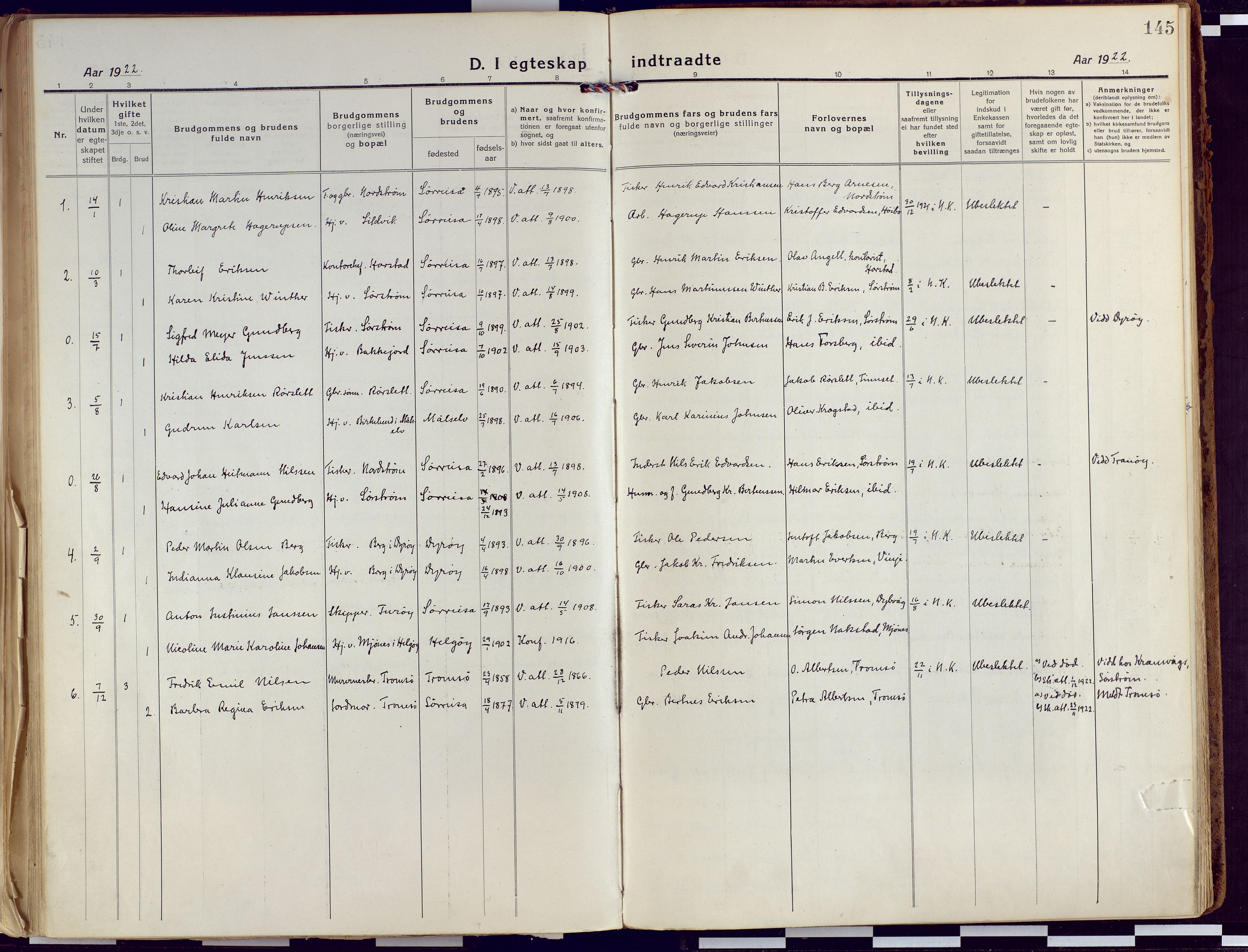 Tranøy sokneprestkontor, SATØ/S-1313/I/Ia/Iaa/L0015kirke: Ministerialbok nr. 15, 1919-1928, s. 145