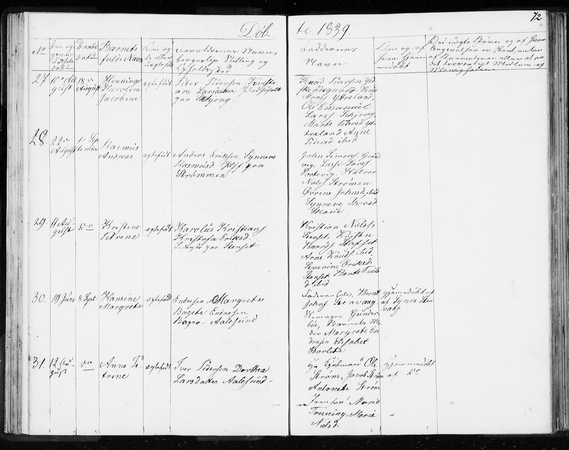 Ministerialprotokoller, klokkerbøker og fødselsregistre - Møre og Romsdal, SAT/A-1454/528/L0414: Residerende kapellans bok nr. 528B02, 1833-1844, s. 72