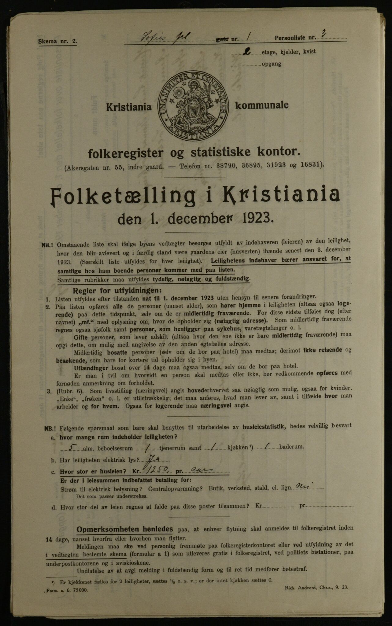 OBA, Kommunal folketelling 1.12.1923 for Kristiania, 1923, s. 109472