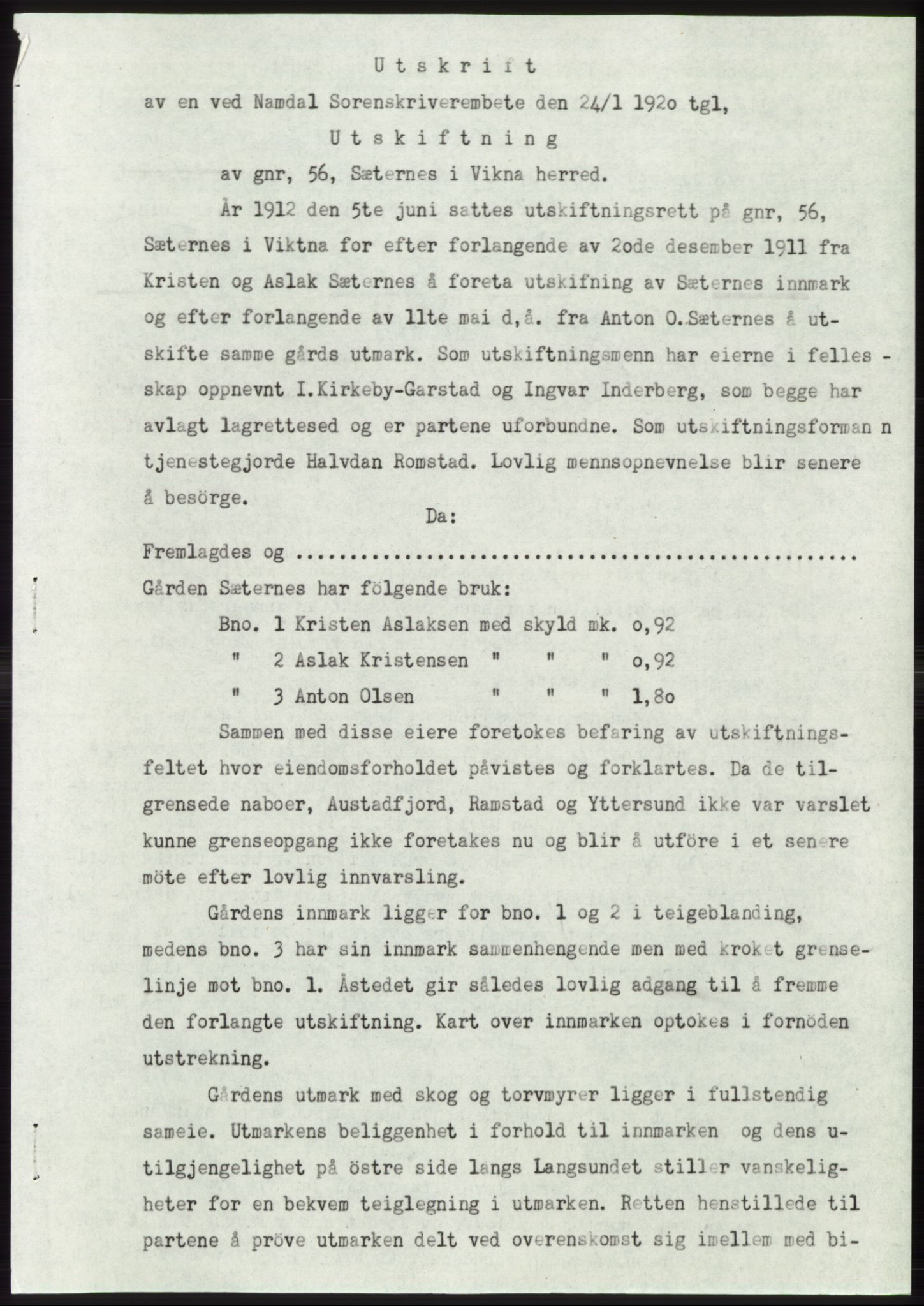 Namdal sorenskriveri, SAT/A-4133/1/2/2C: Pantebok nr. -, 1916-1921, Tingl.dato: 15.01.1920