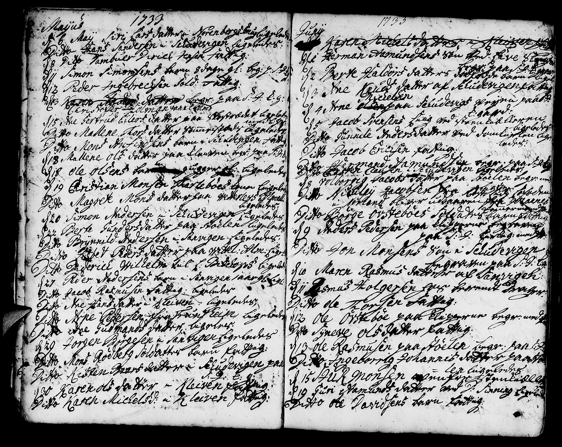 Korskirken sokneprestembete, AV/SAB-A-76101/H/Haa/L0011: Ministerialbok nr. A 11, 1731-1785, s. 9