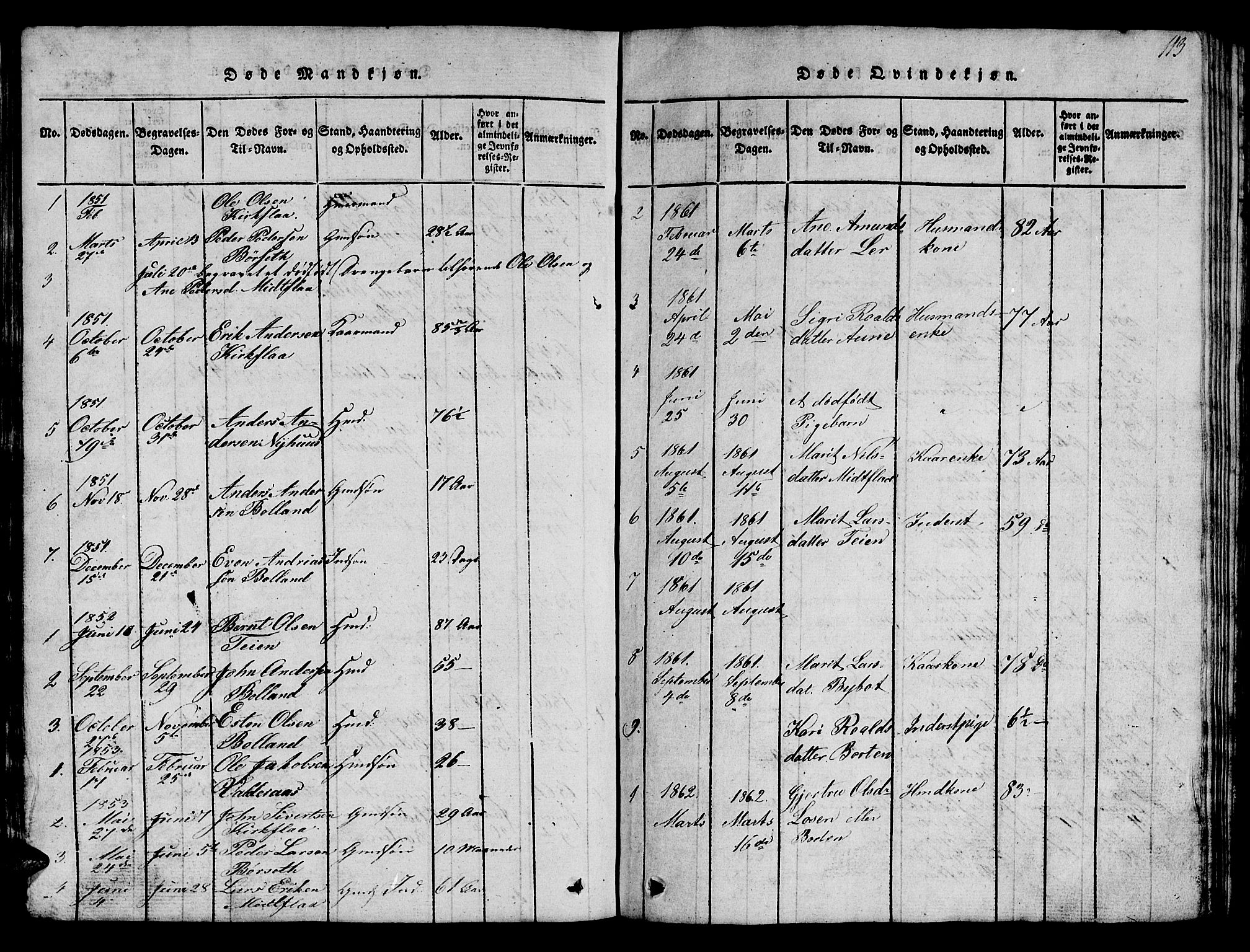 Ministerialprotokoller, klokkerbøker og fødselsregistre - Sør-Trøndelag, SAT/A-1456/693/L1121: Klokkerbok nr. 693C02, 1816-1869, s. 113