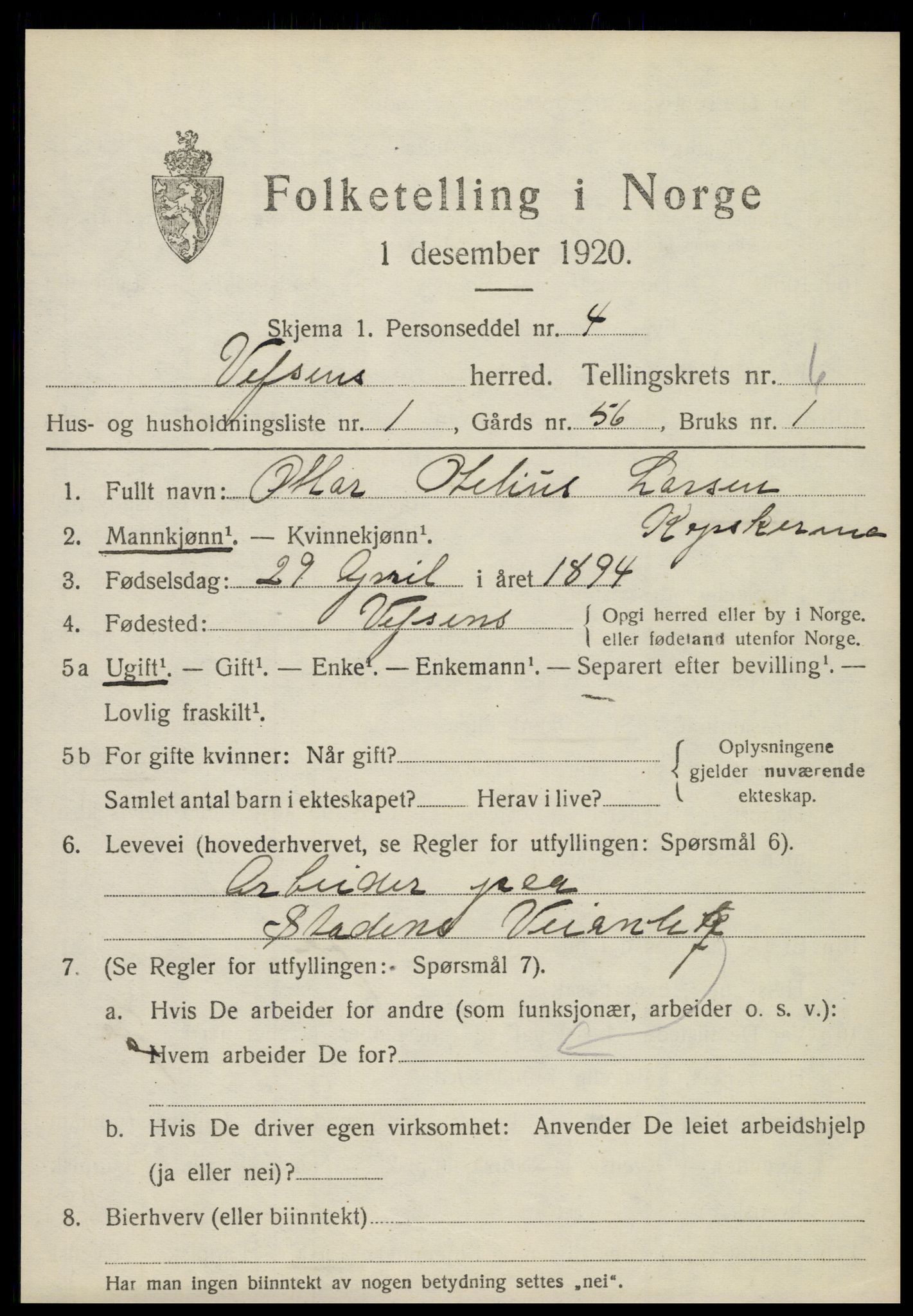 SAT, Folketelling 1920 for 1824 Vefsn herred, 1920, s. 4185