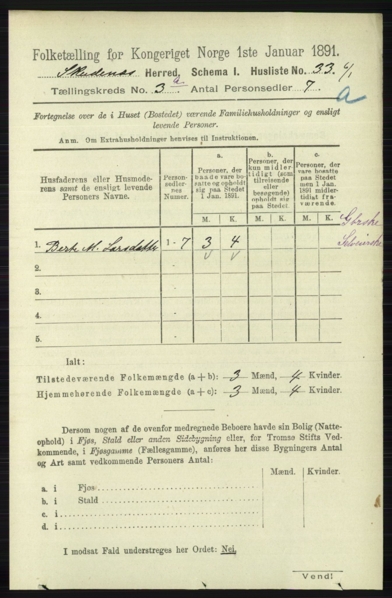 RA, Folketelling 1891 for 1150 Skudenes herred, 1891, s. 1363