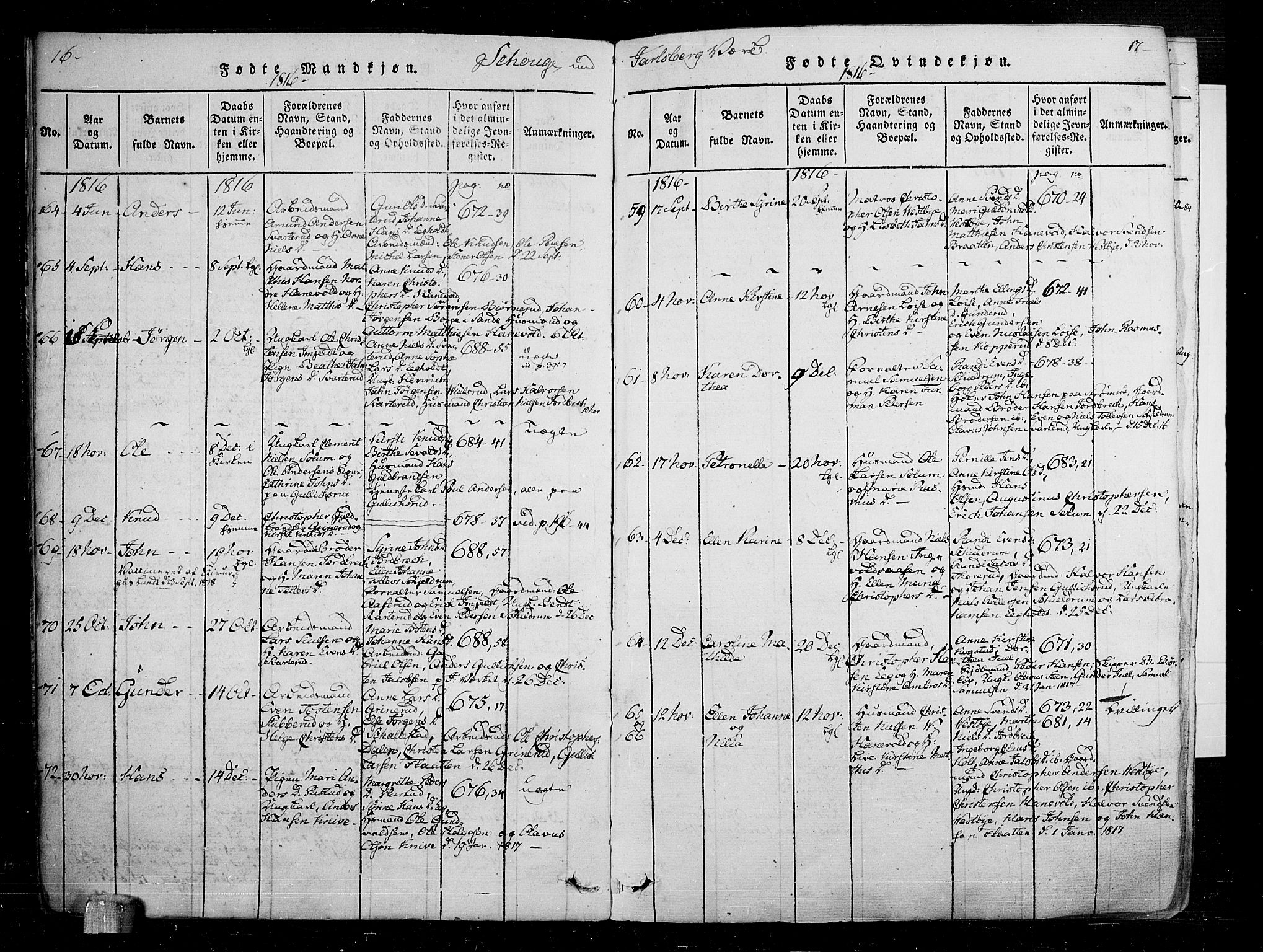 Skoger kirkebøker, SAKO/A-59/F/Fa/L0002: Ministerialbok nr. I 2 /1, 1814-1842, s. 16-17